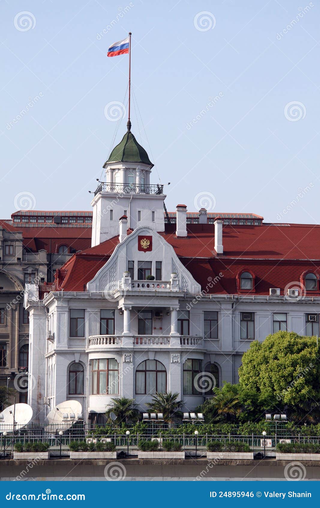 Russian consulate stock photo. Image of antenna, flag 24895946