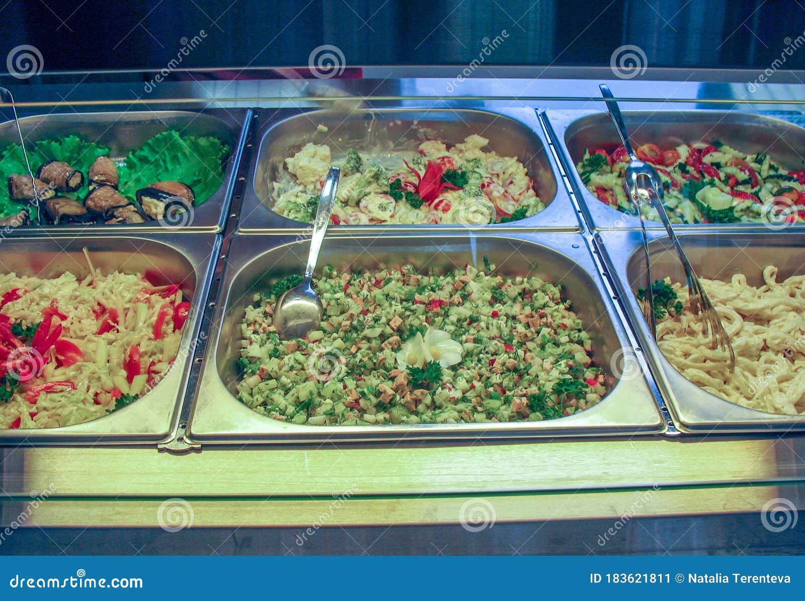 Trays with Ready Food in a Russian Cuisine Canteen Stock Image Image