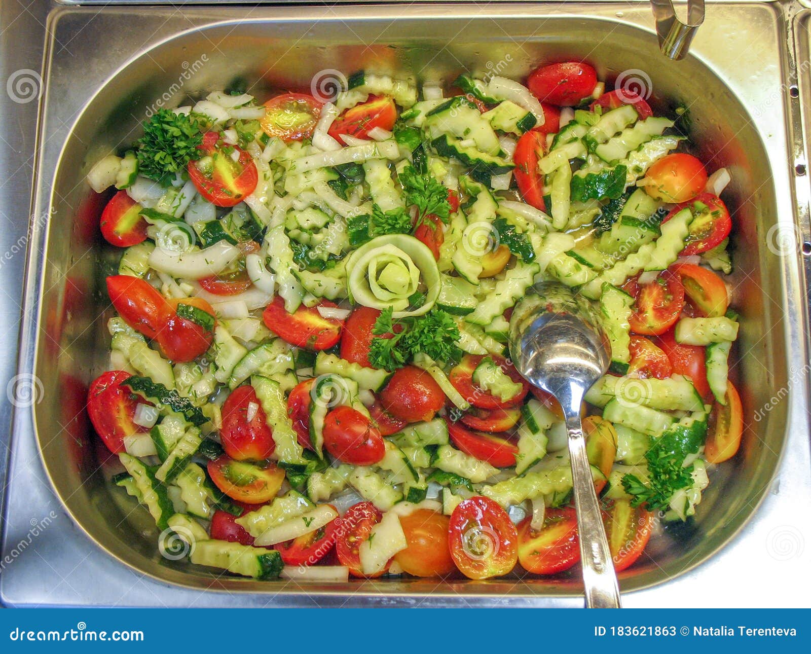 A Salad Tray at Russian Cuisine Canteen Stock Image Image of