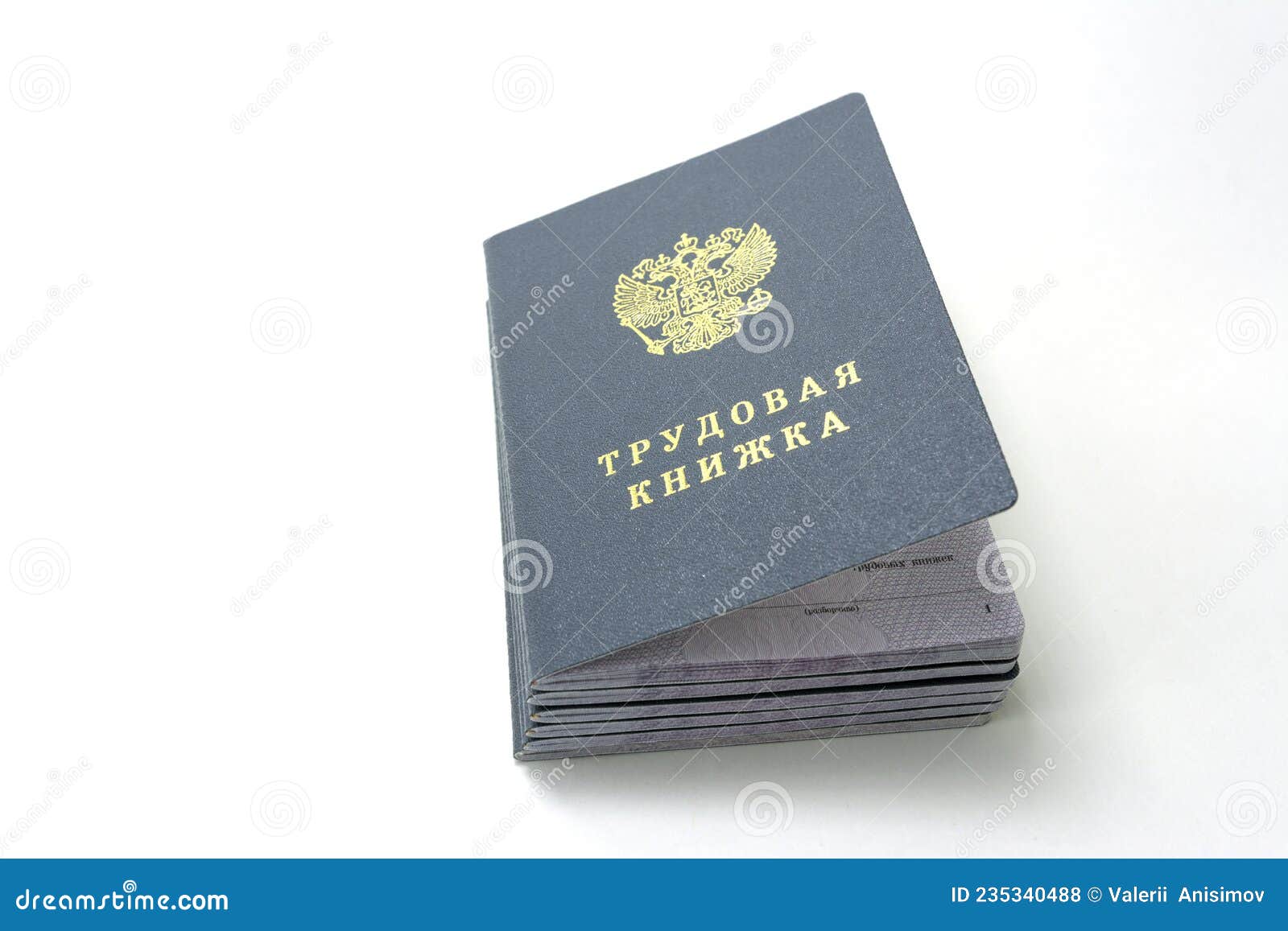 Russian Document. Translation from Russian Labor Book Stock Photo
