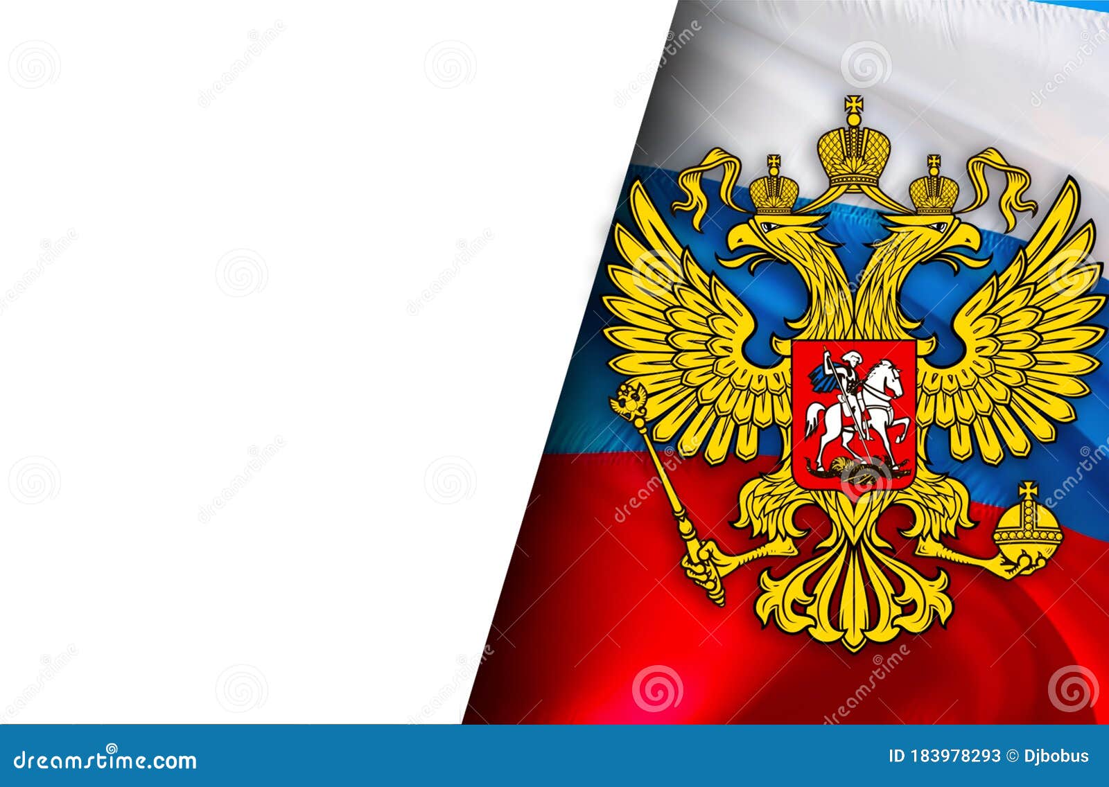 Isolated Russian Flag Waving 3d Realistic Fabric Stock Photo - Download  Image Now - 1991, Asia, Blue - iStock