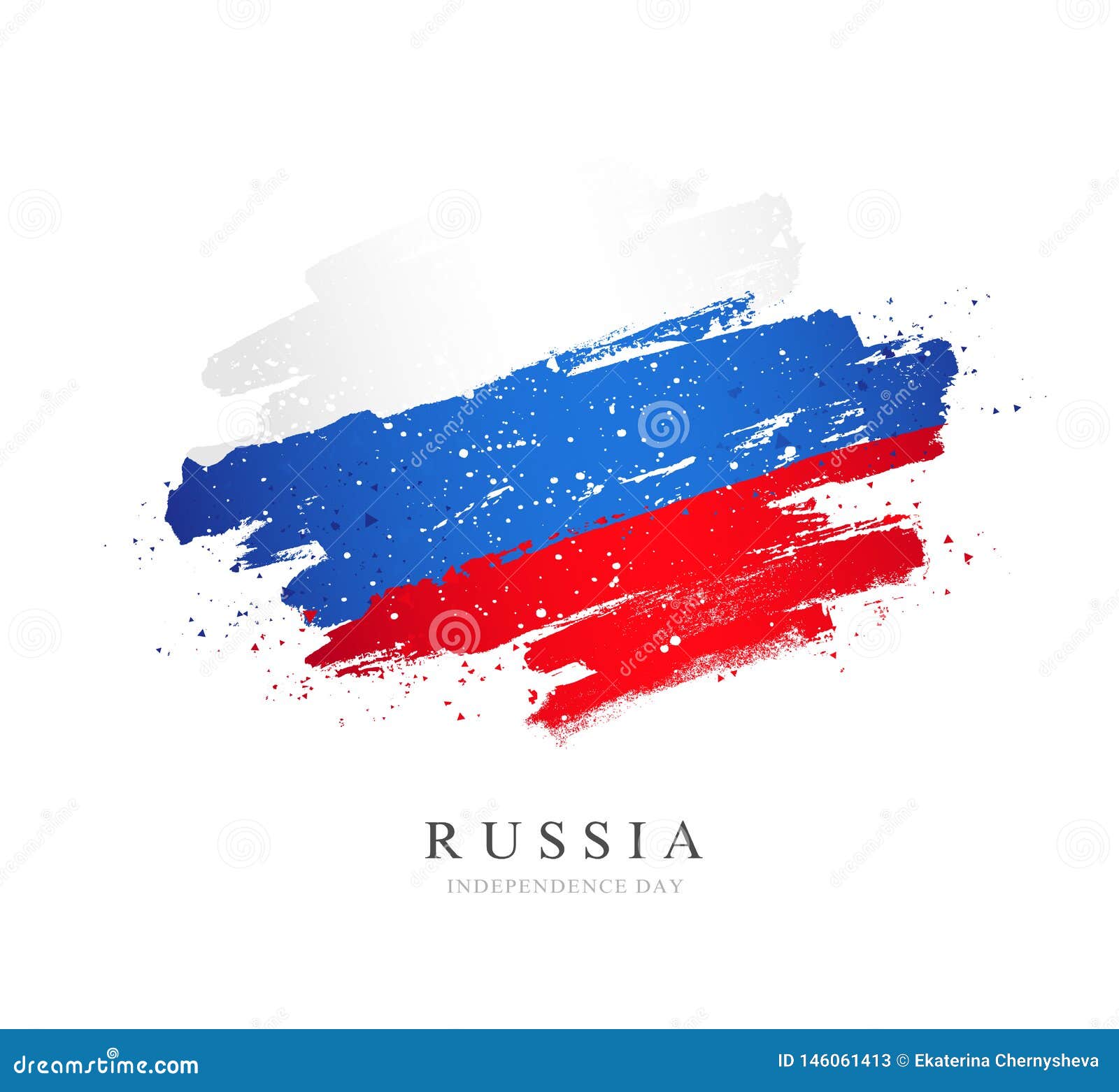 Flag Of Russia. Russian Flag. Coat Of Arms. Brush Stroke