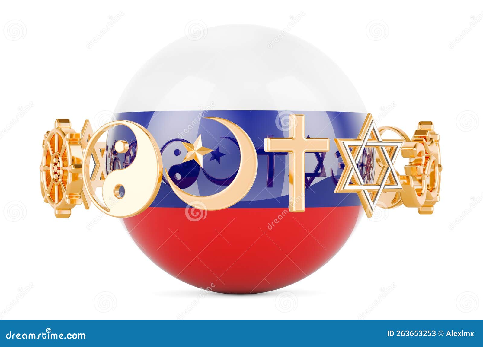 Russia flag in sphere. 3d render 12794352 PNG