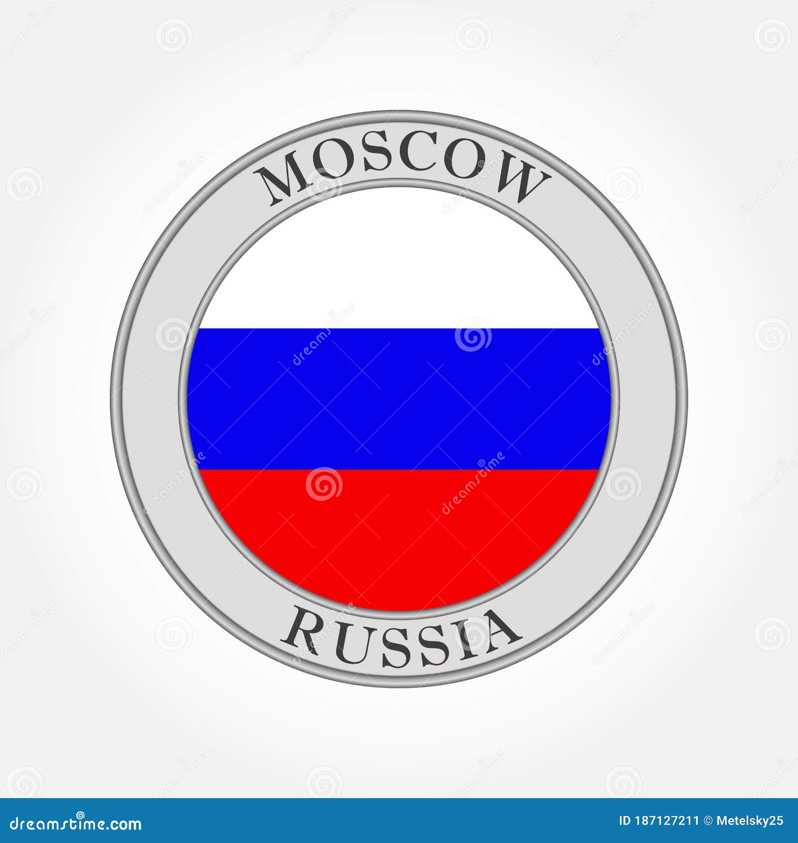 Russian Flag Round Icon or Button. Russia and Moscow Circle Badge Stock ...