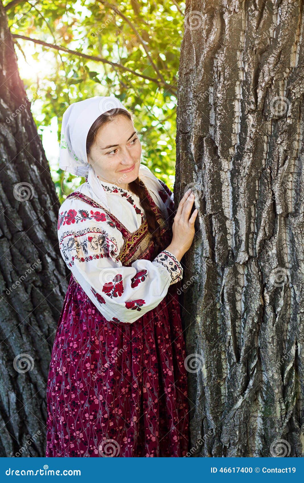 Russian Girl in Ethnic Costume Stock Photo - Image of outdoors, adult ...