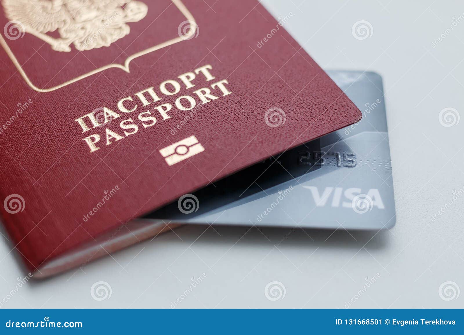 Russian International Passport with Visa Card Inside Stock Image