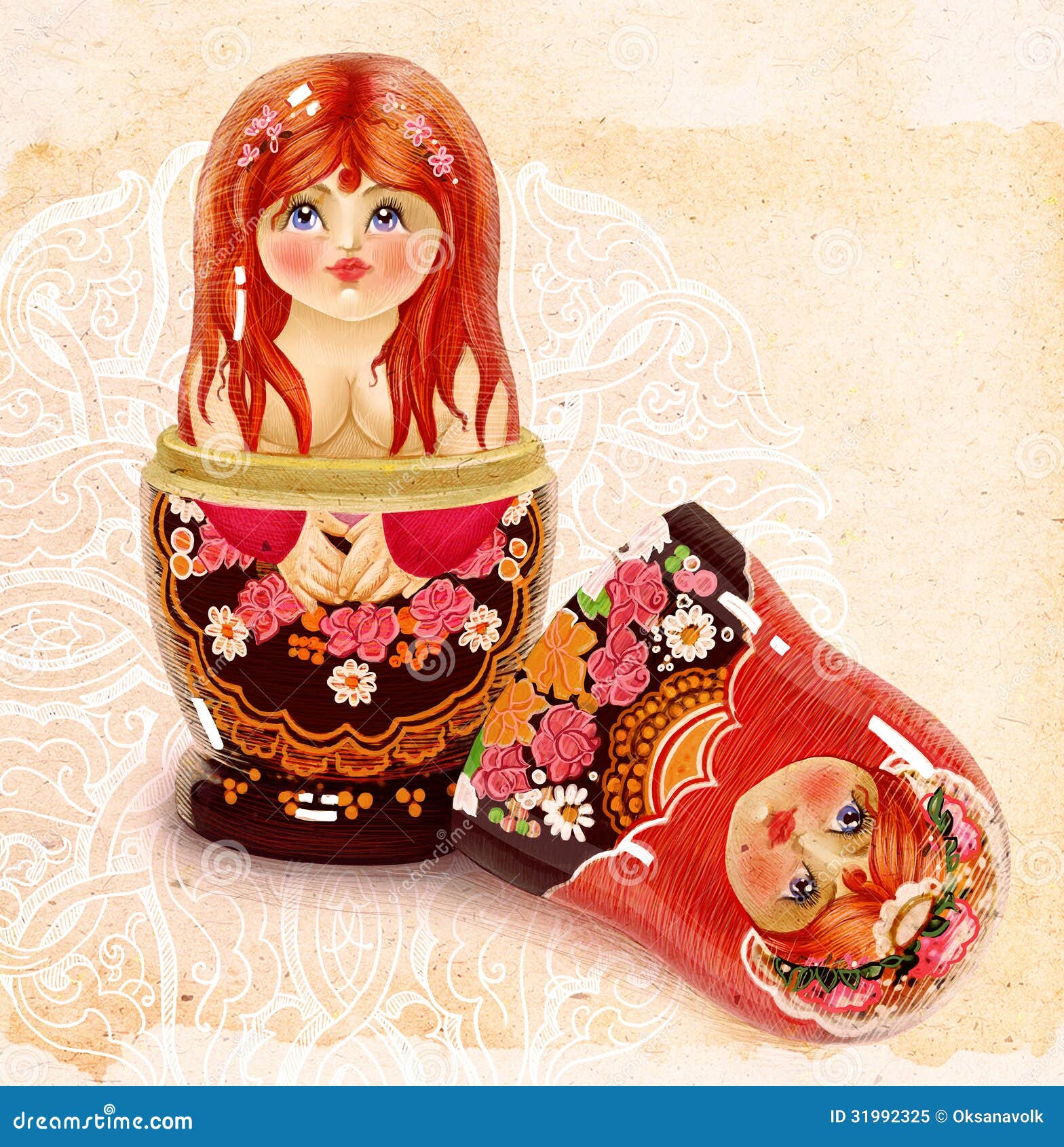 Russian Matrioshka Sex Tourism Metaphor Illustrati Stock