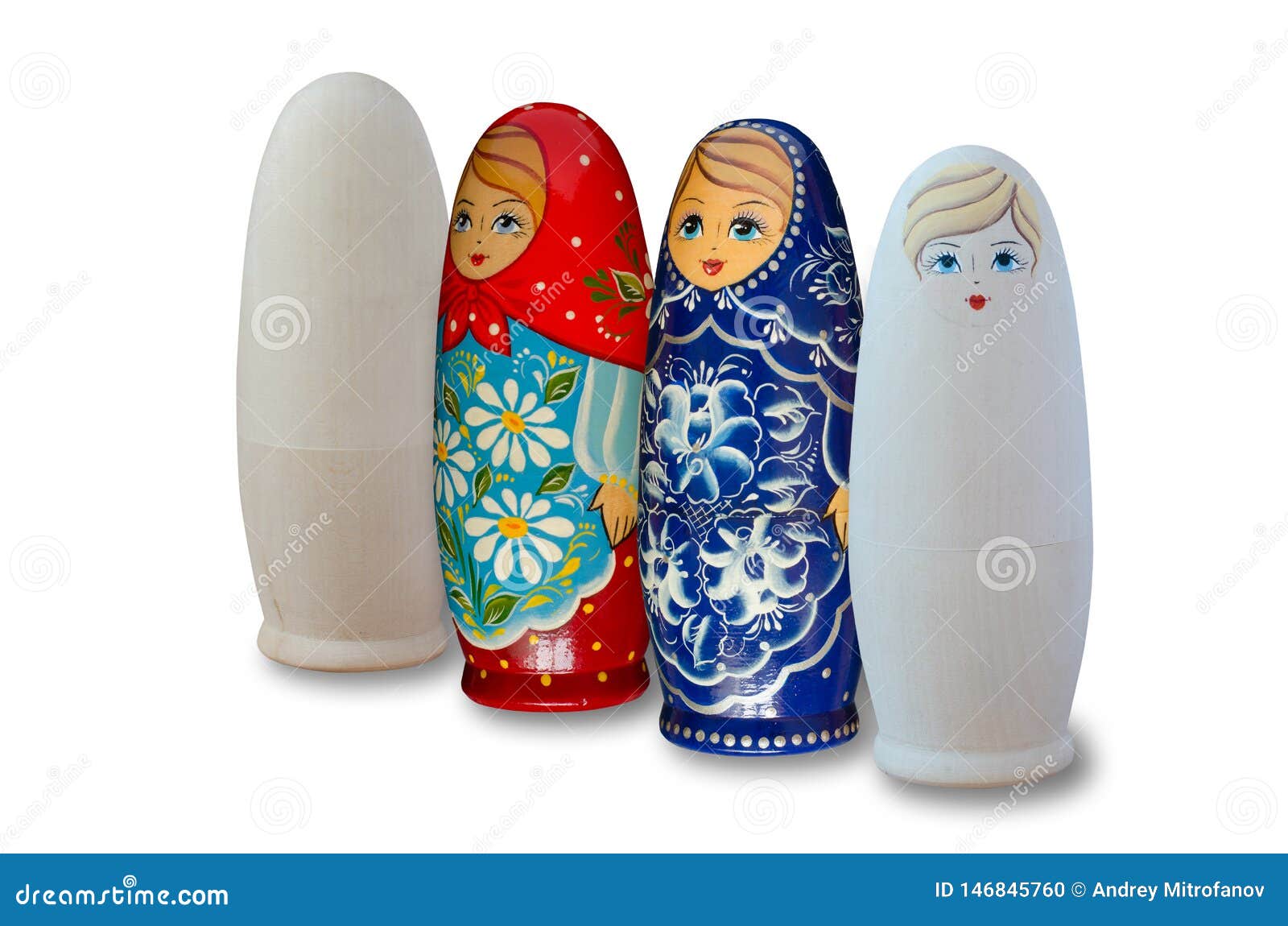 Russian Nesting Dolls. Painted and Unpainted Stock Photo Image of