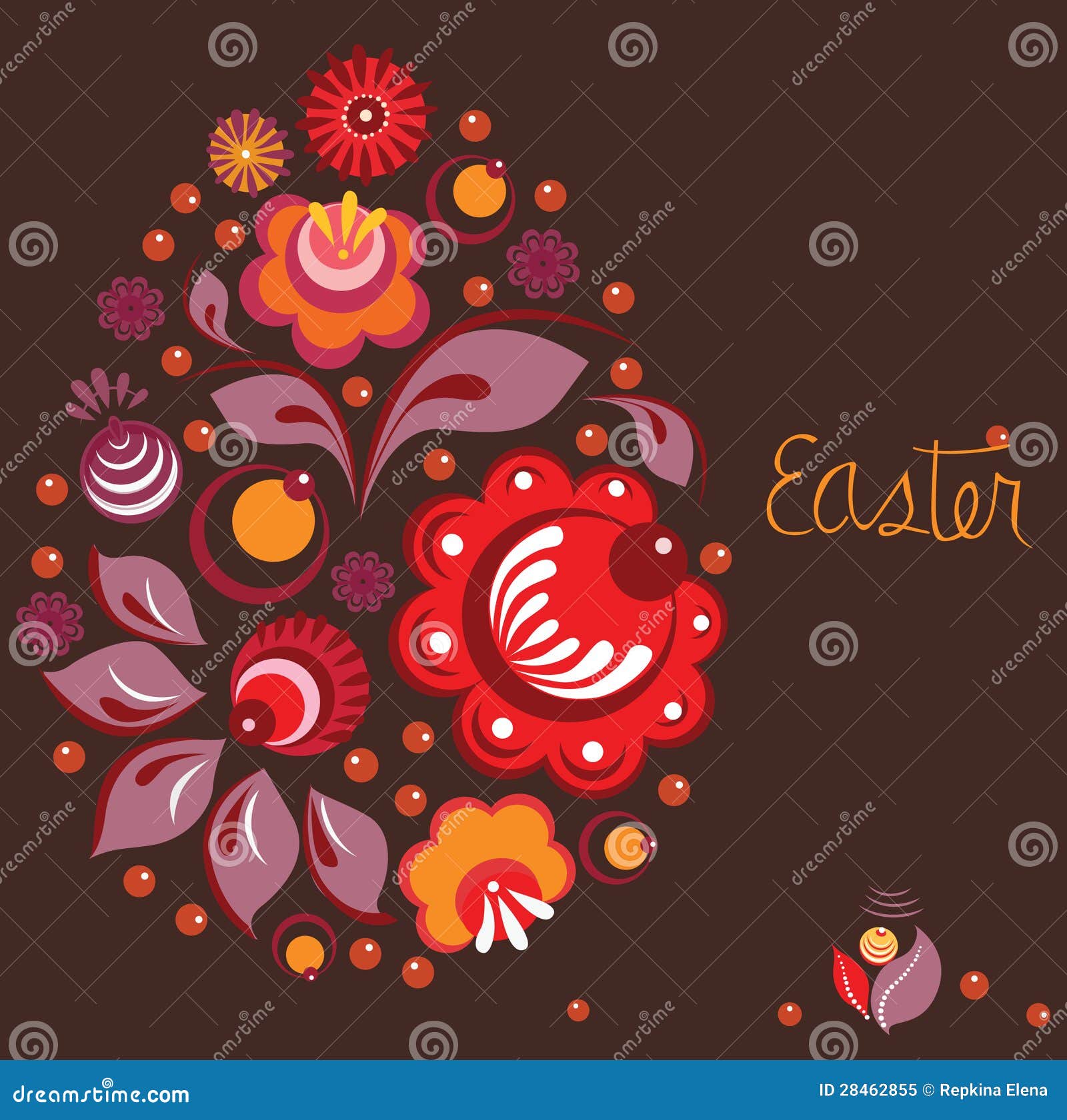 Russian Ornamental Style Easter Greeting Card Stock Vector