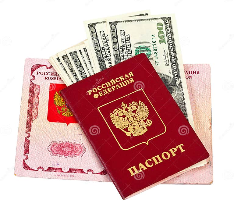 Russian Passport and US Dollars Stock Image Image of identify, paper