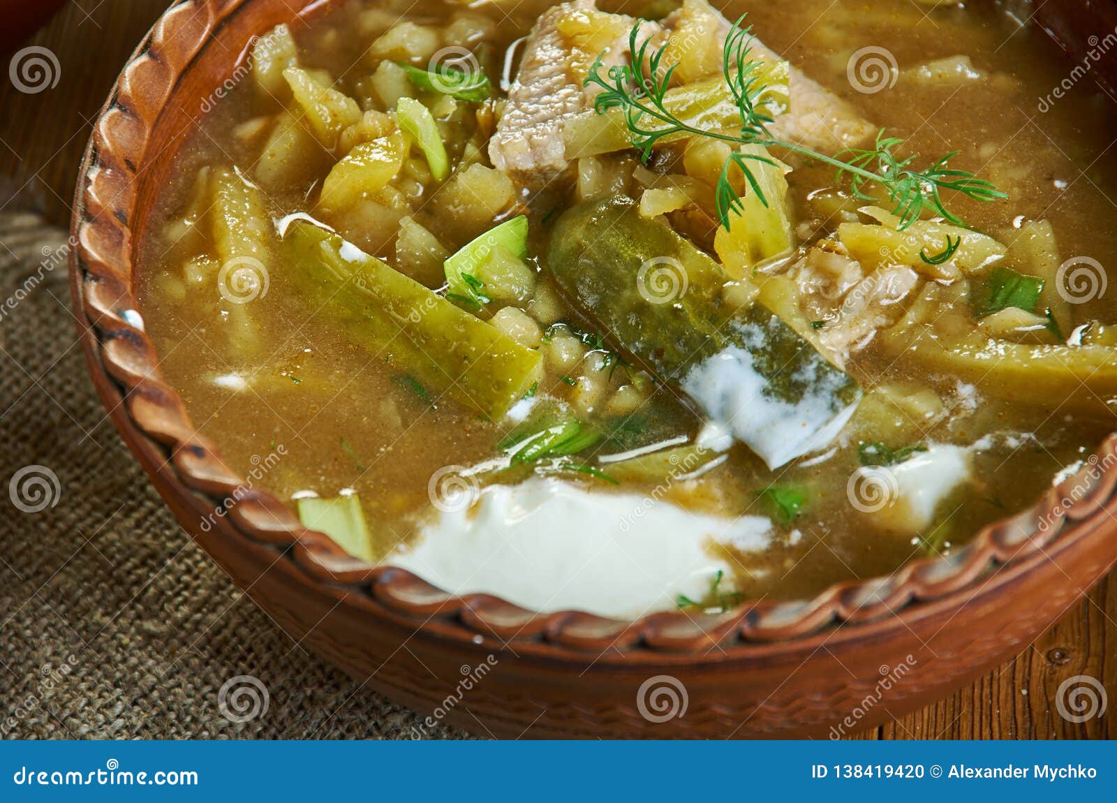 Russian Rassolnik stock photo. Image of cucumber, view - 138419420