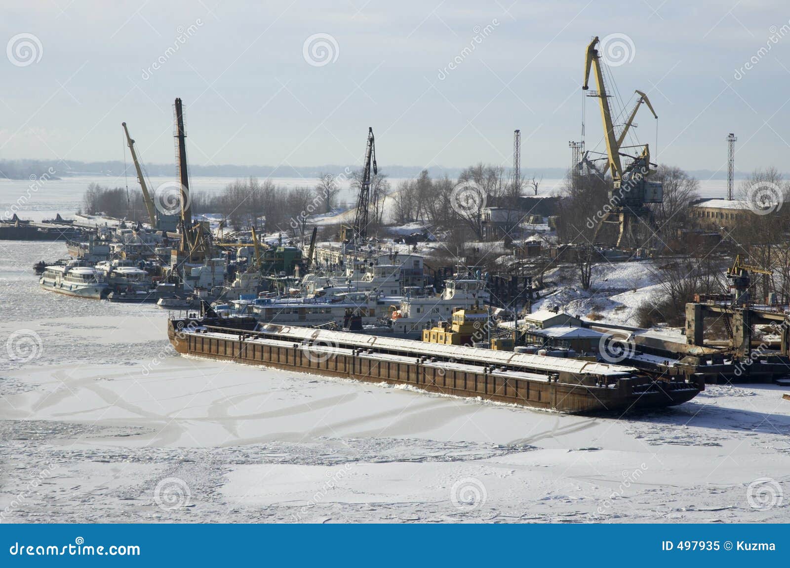russian river volga in winter time