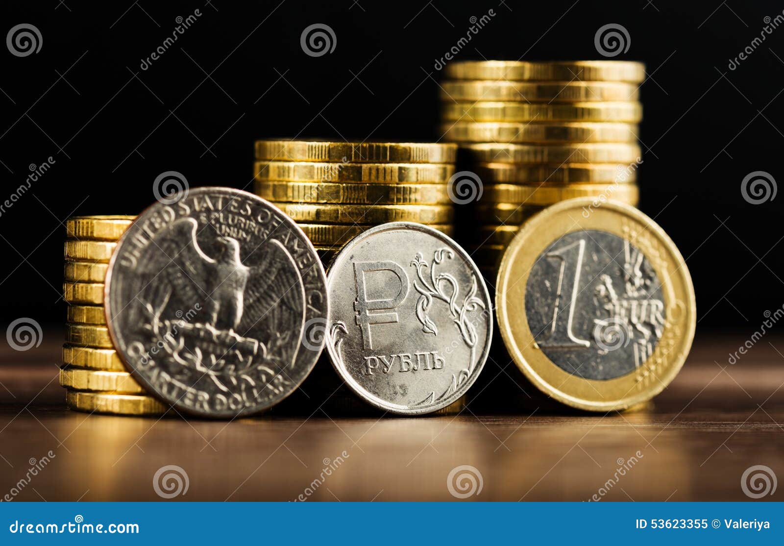 russian rouble coin between dollar and euro