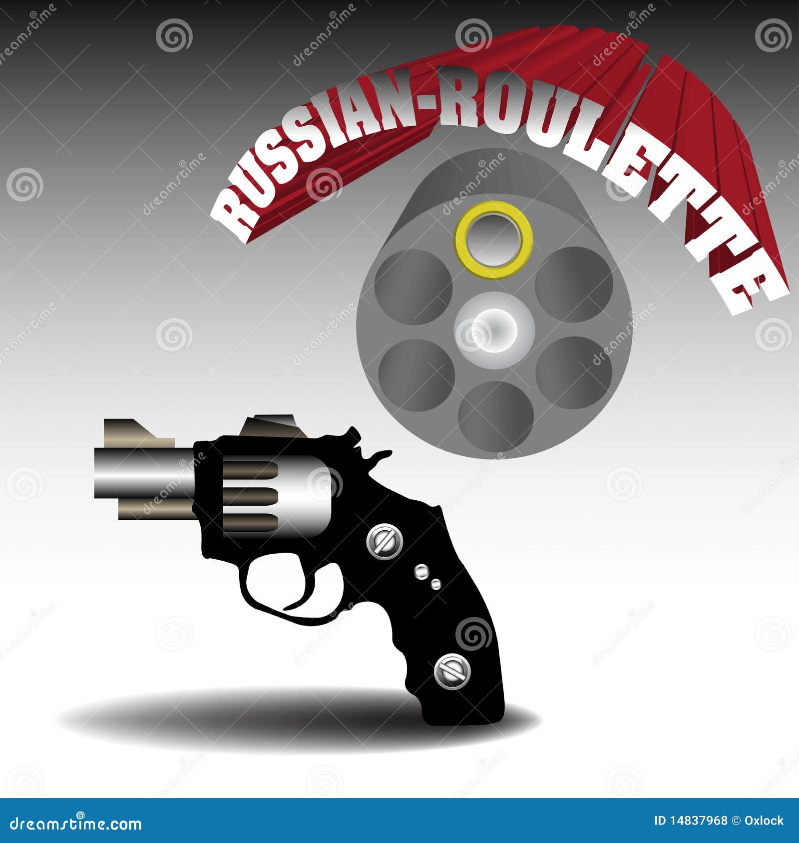 Revolver - russian roulette game - risk concept Stock Vector