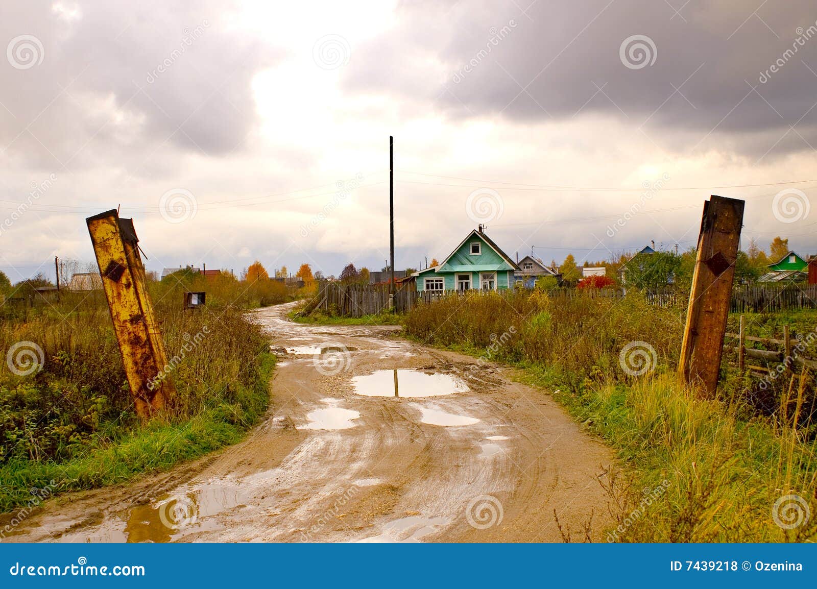 Russian rural village. stock photo. Image of road, dirty 7439218