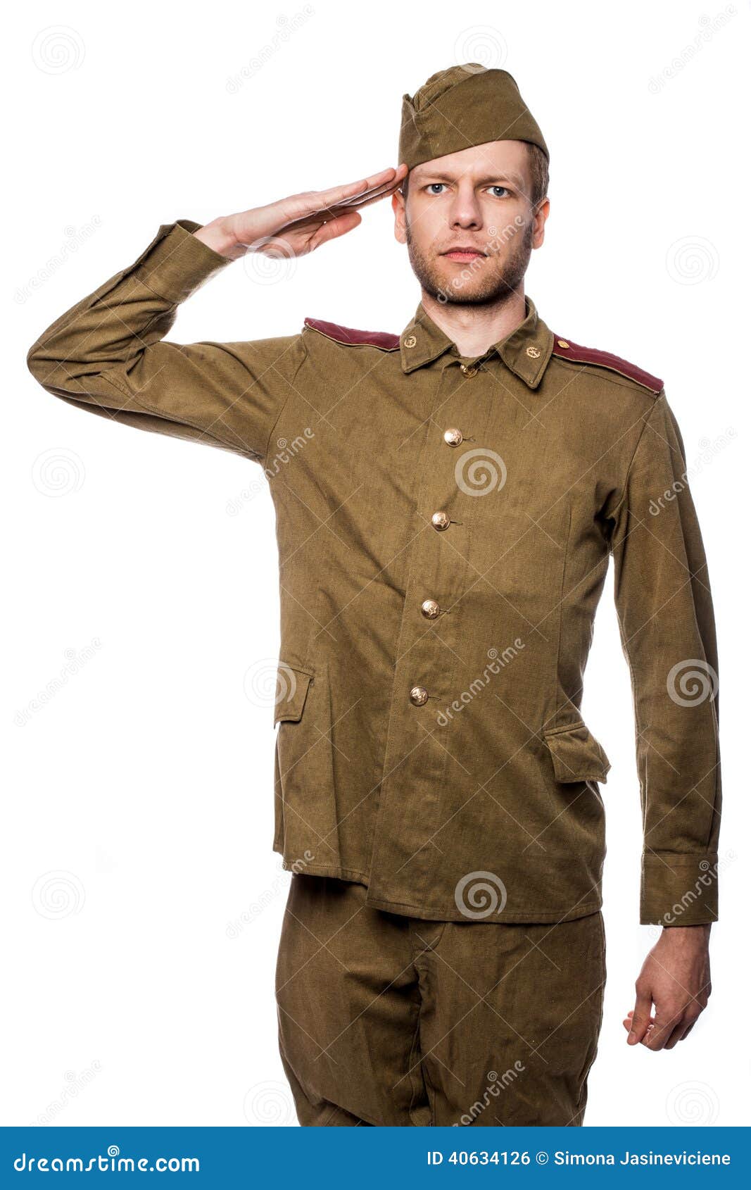 Russian soldier saluting stock photo. Image of character - 40634126