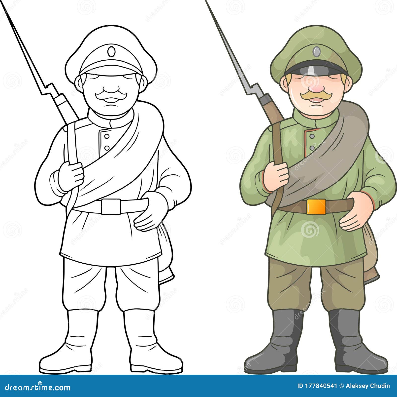 Russian Soldier, World War One, Coloring Book Stock Vector - Illustration  of military, black: 177840541