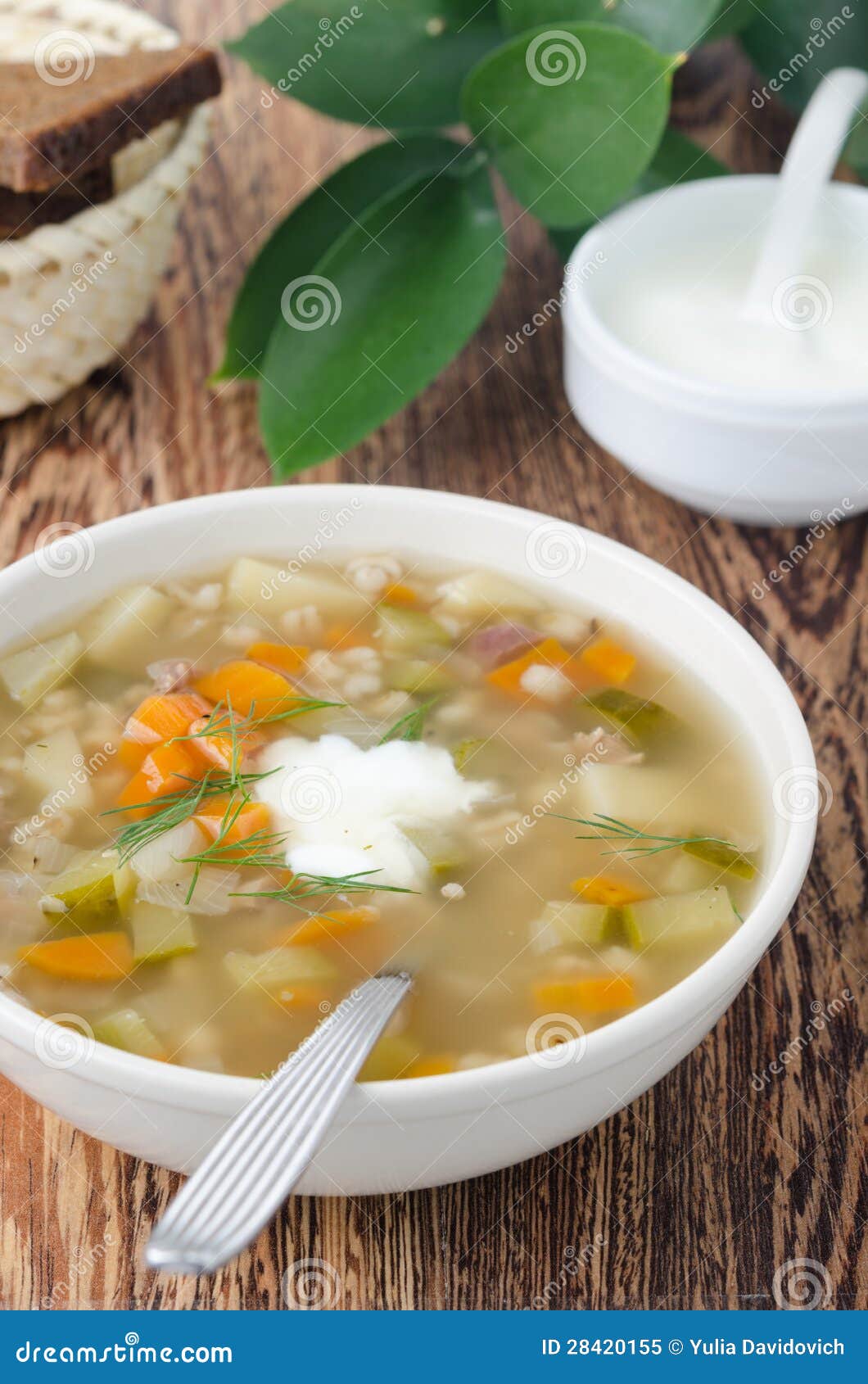 Russian Soup Rassolnik with Sour Cream Stock Image - Image of napkin ...