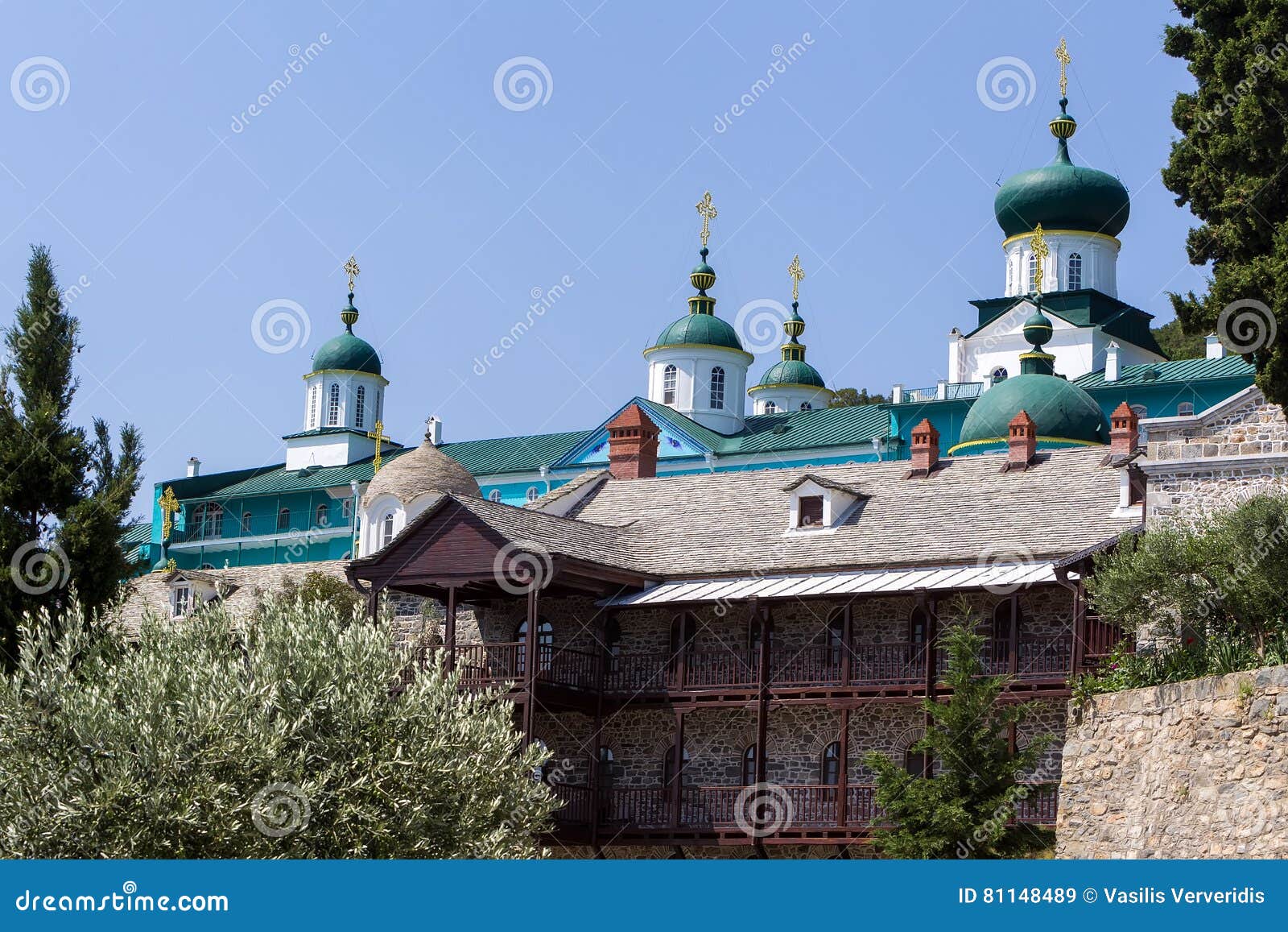 Russian St Pantaleon Orthodox Monastery At Mount Athos