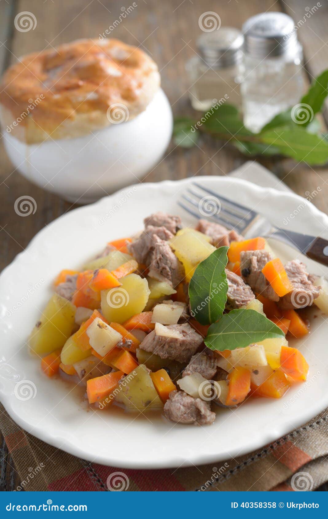 Russian stew stock photo. Image of potato, leaf, fork 40358358