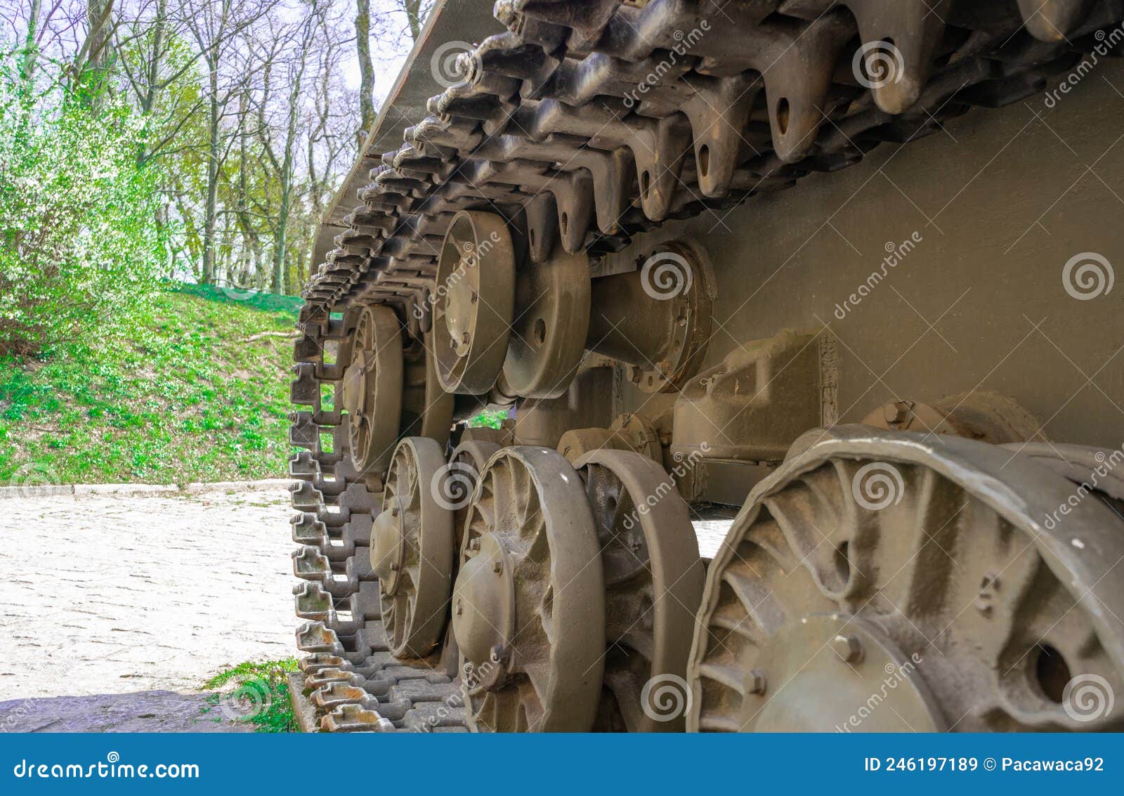 Russian Tank Caterpillar Track with Wheels. Caterpillar Tank Editorial