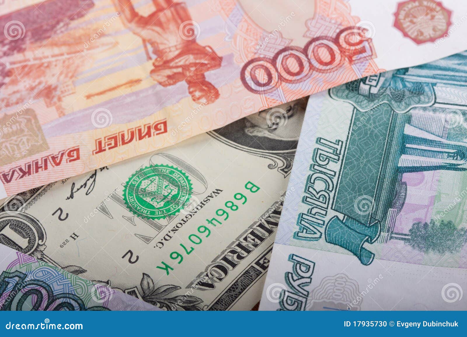 Russian Thousand Rubles and Dollar Bills Stock Photo Image of cost