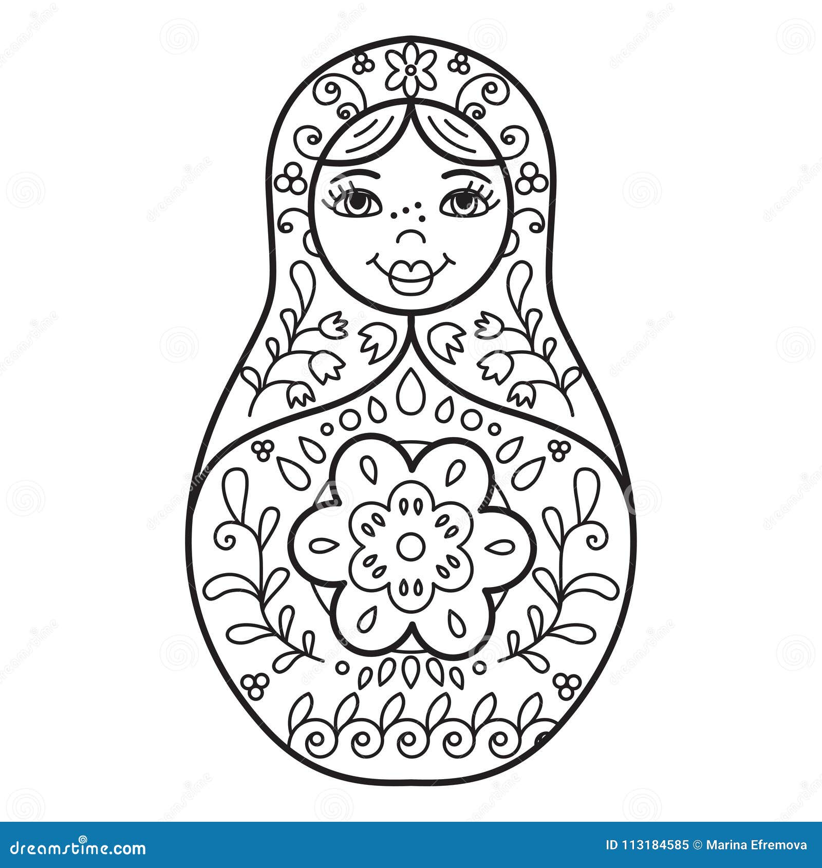 Russian Traditional Nested Doll Matryoshka. Black and White Il Stock Russian Traditional Nested Doll Matryoshka. Black and White Il Stock