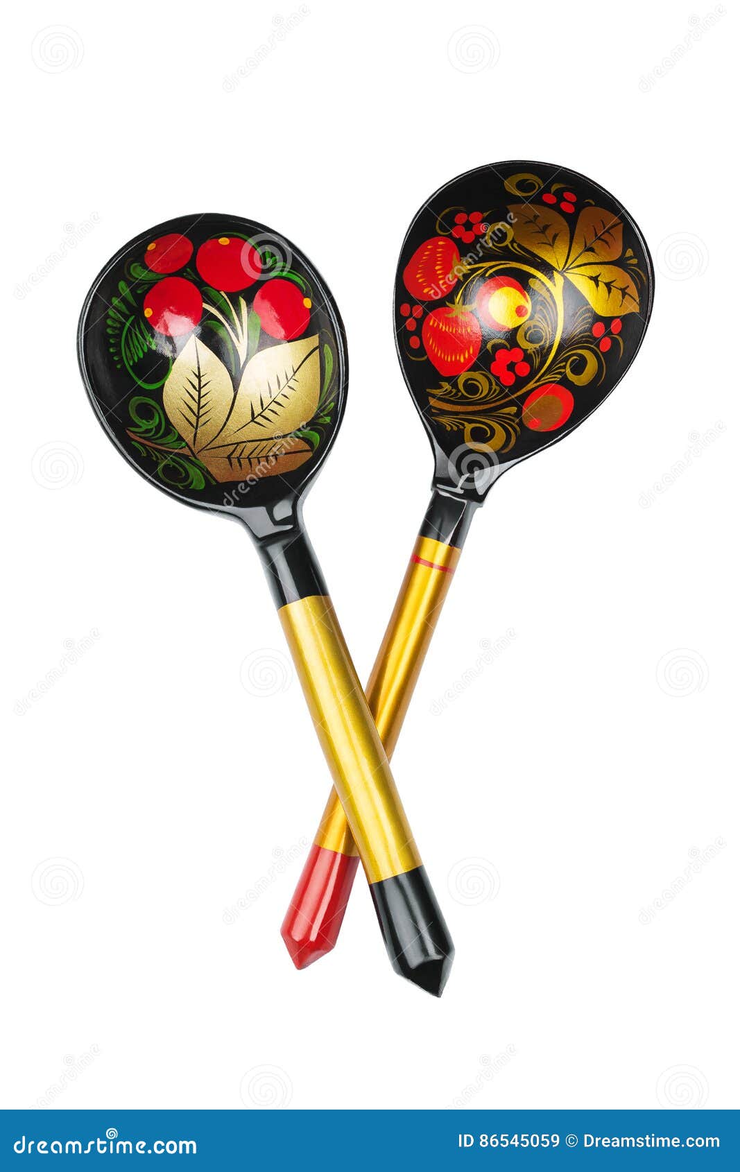 Russian Traditional Painted Spoons on the White Stock Image Image of