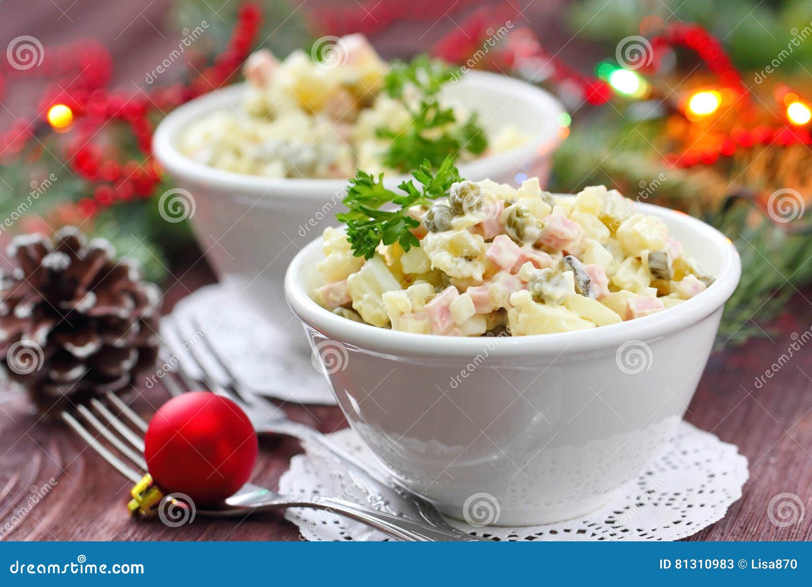 Russian Traditional Salad Olivier for New Year Party Stock Image ...