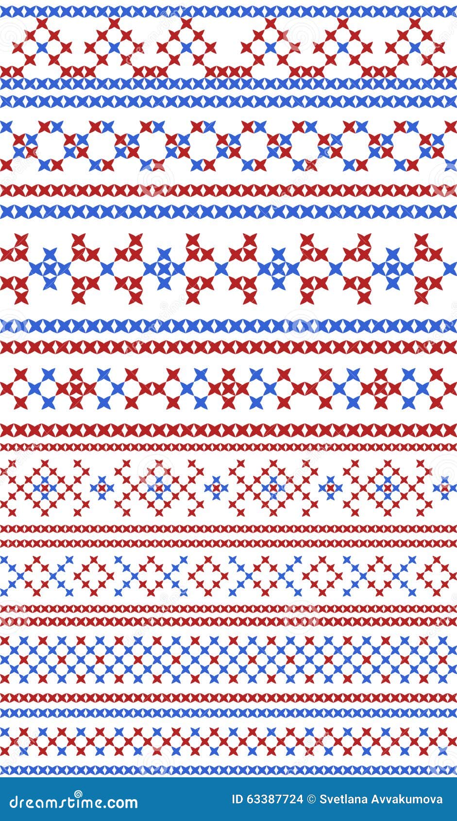 Russian Traditional Seamless Patterns The Cross Stitch Stock Vector Illustration Of Handicraft Element 63387724