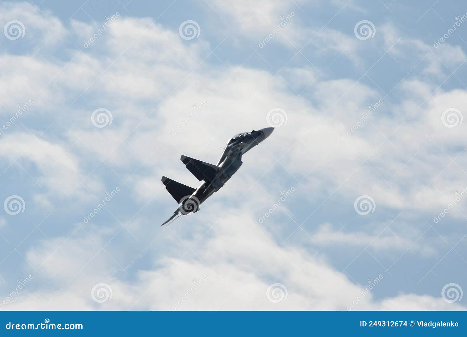 russian two-seat twin-engine super maneuverable deck-mounted multi-purpose fighter su-30cm flanker-c in the sky at  internationa