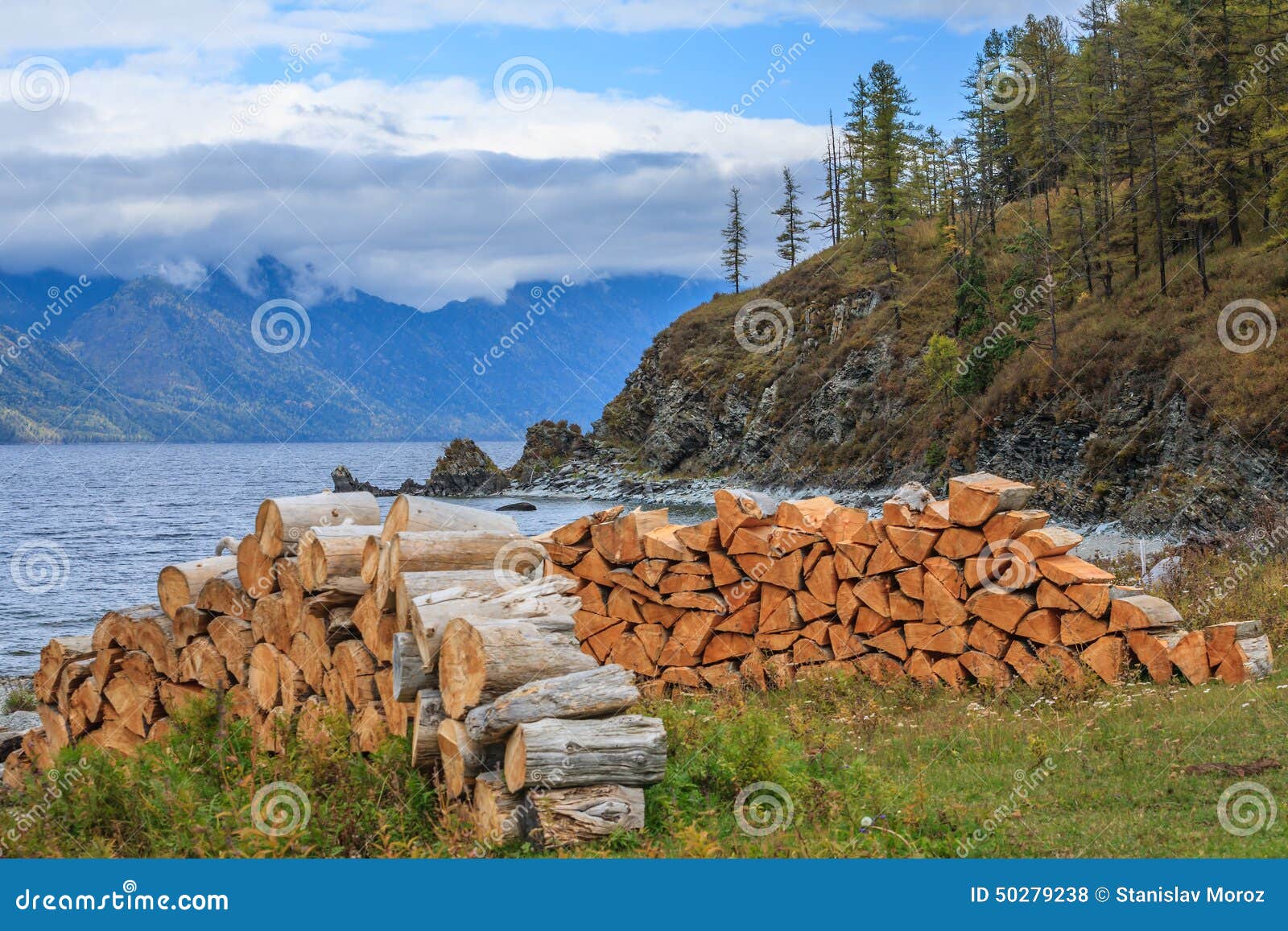 Russian Village in the Altai Mountains Stock Photo - Image of river ...