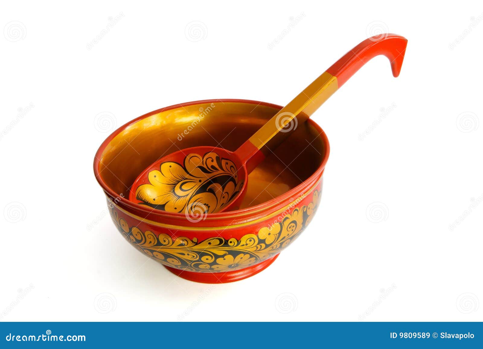 Russian Wooden Bowl with Ladle Stock Image Image of ornate, beautiful