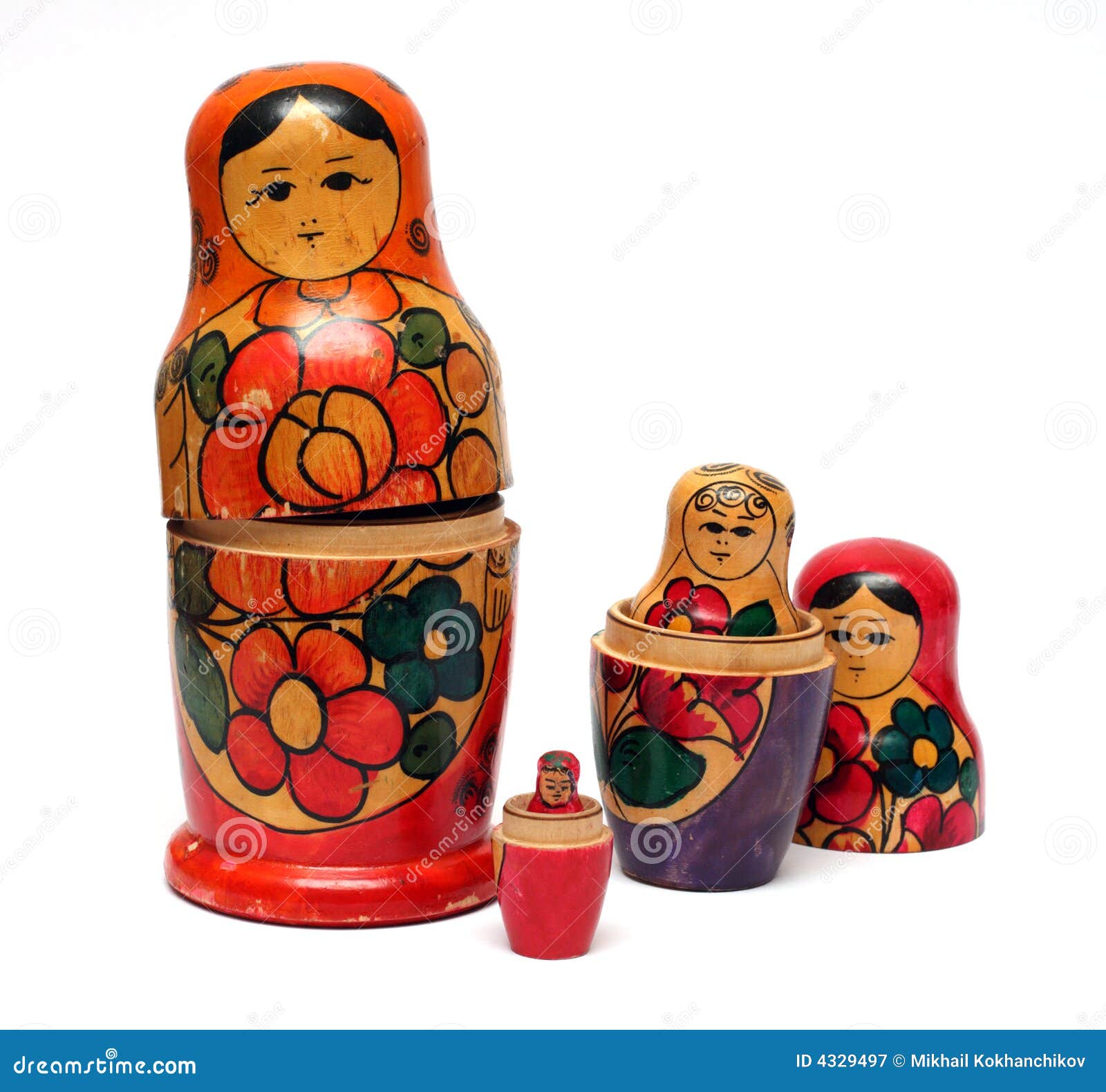 Russian wooden dolls set stock image. Image of face 4329497