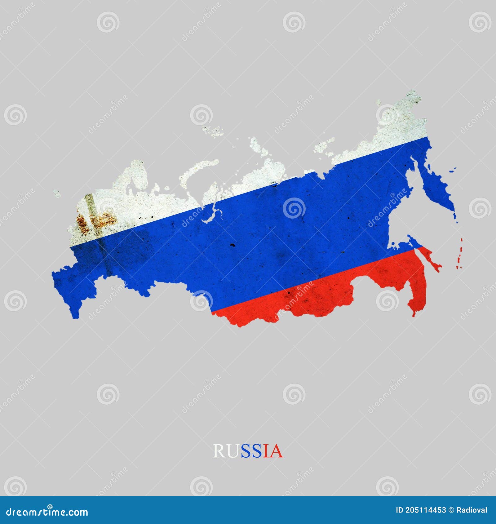 Russland-Flagge in Form Einer Karte Von Russland. Isoliert Stock Abbildung  - Illustration von fahne, schatten: 205114453