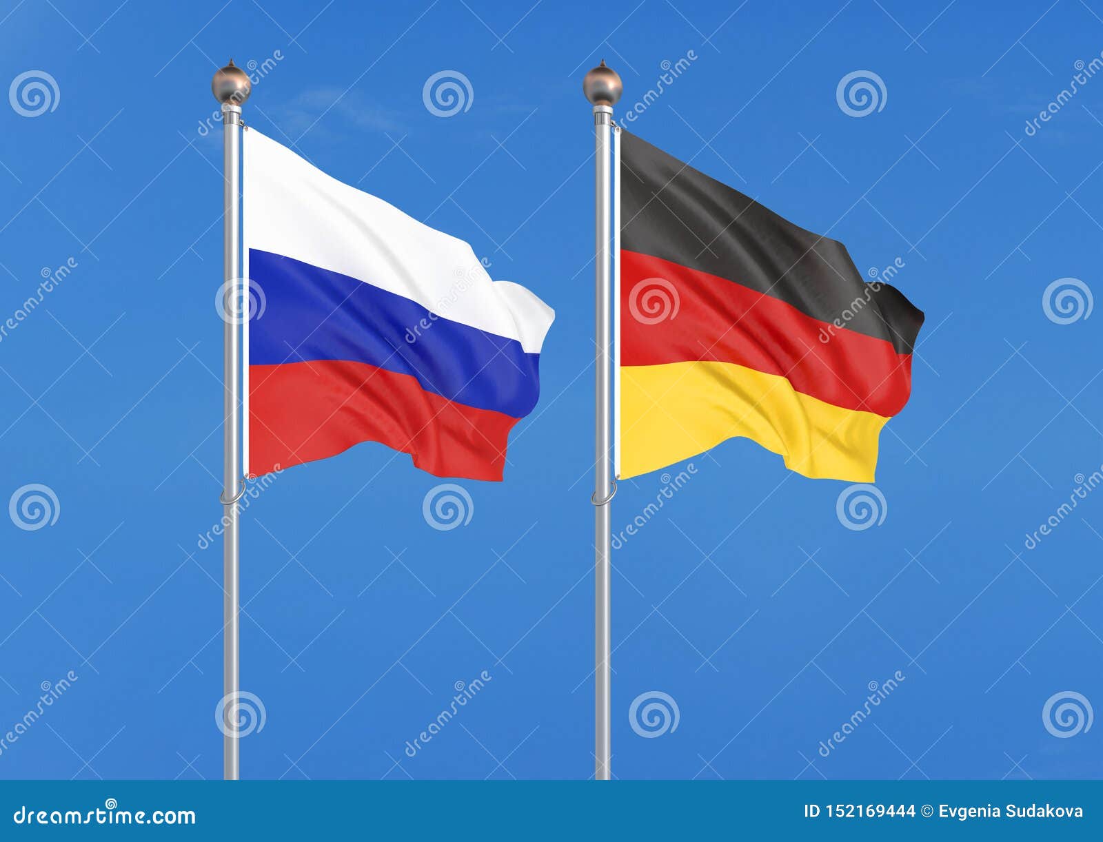 Fahne / Flagge (Deutschland - Russland) Stock Illustration
