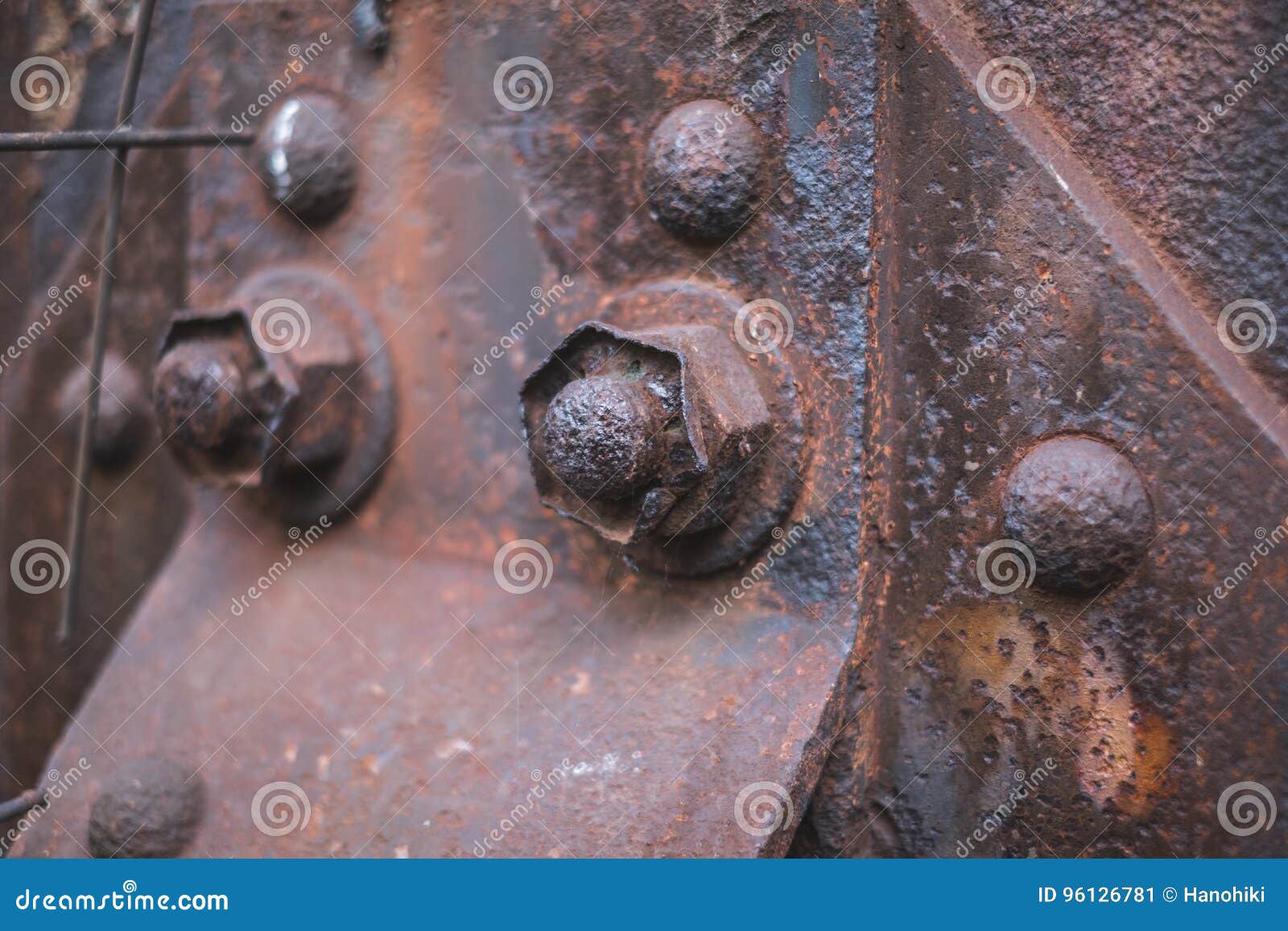 Rust, Rusted Rusty and Nut on Steel Beam Closeup Stock Image Image