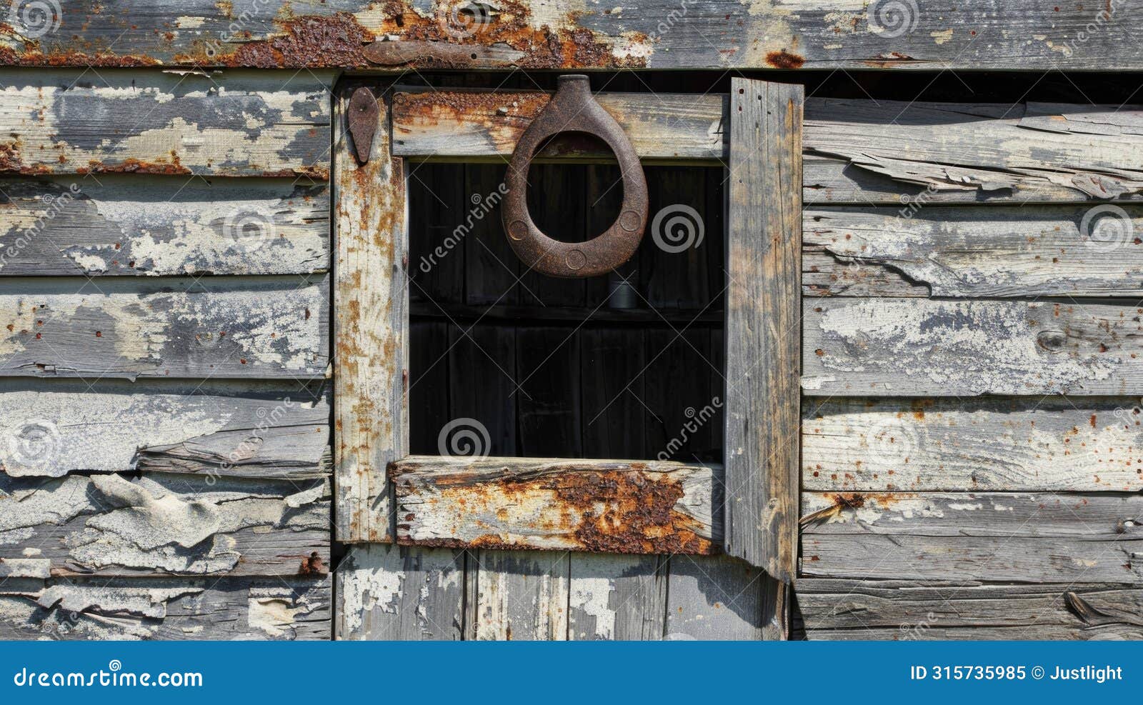a rusted horseshoe hangs on the door of the barn its irony adding to the overwhelming sense of decay and abandonment.
