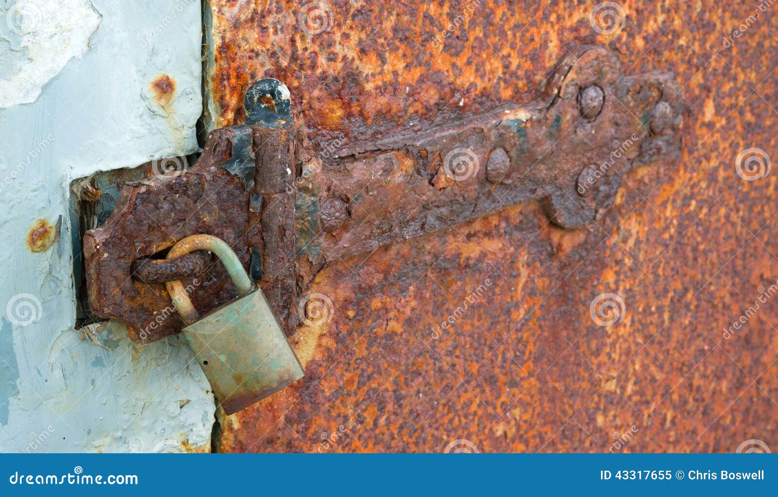 Rusted Locked Solid Metal Door Hinge Padlock Stock Image Image of