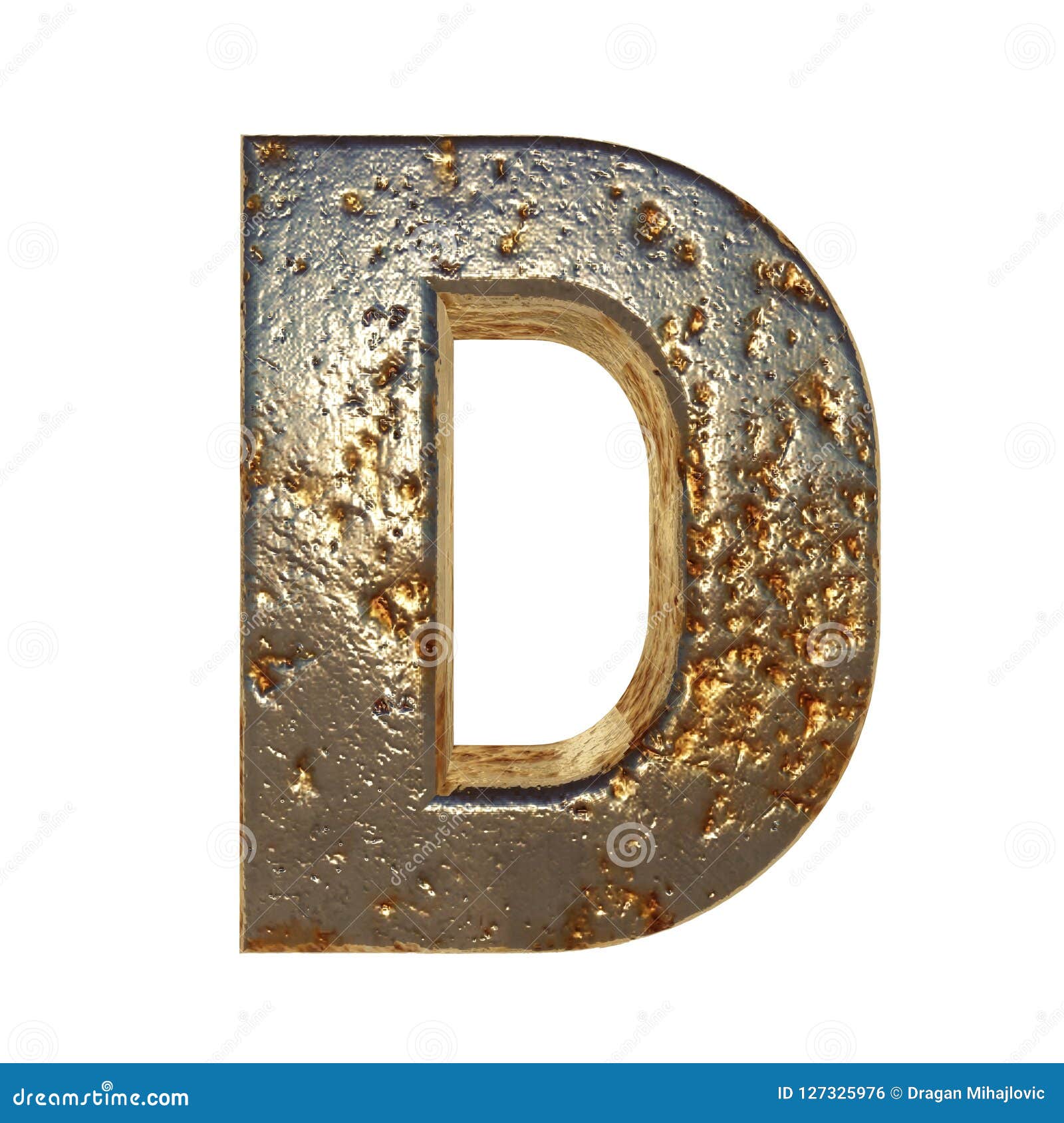 Rusted metal letter D stock illustration. Illustration of grunge ...