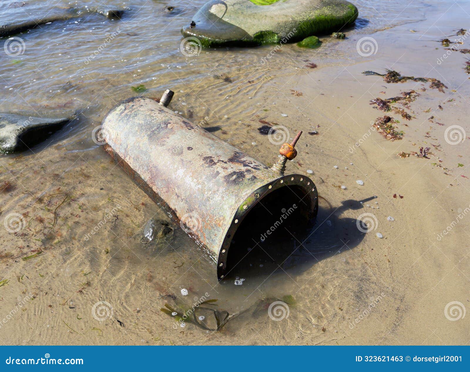rusted metal objects from an old tip at lyme regis