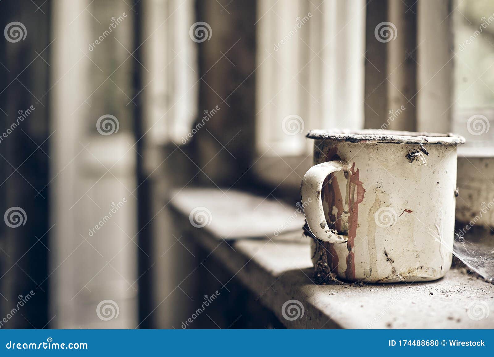 Rusted Old Metal Cup in an Old Dusty Room Stock Photo Image of coffee