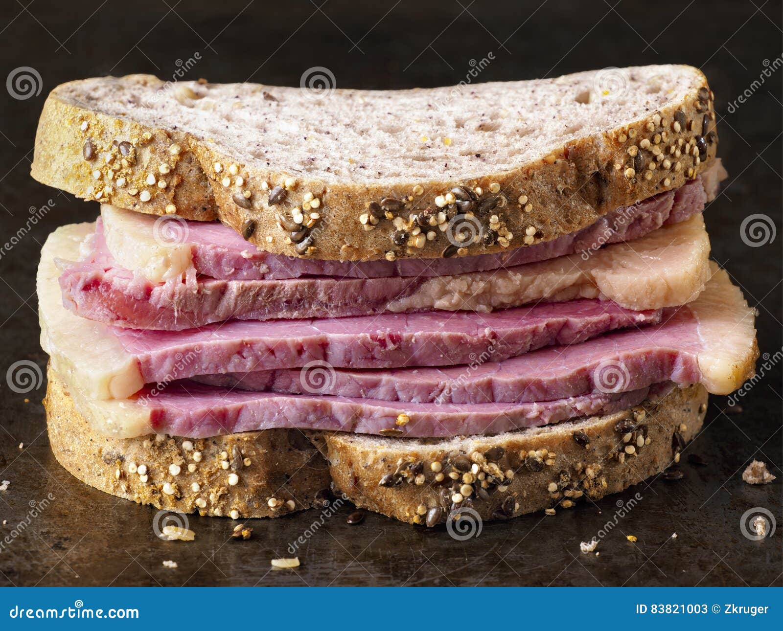 Rustic American Deli Corned Beef Sandwich Stock Image Image of