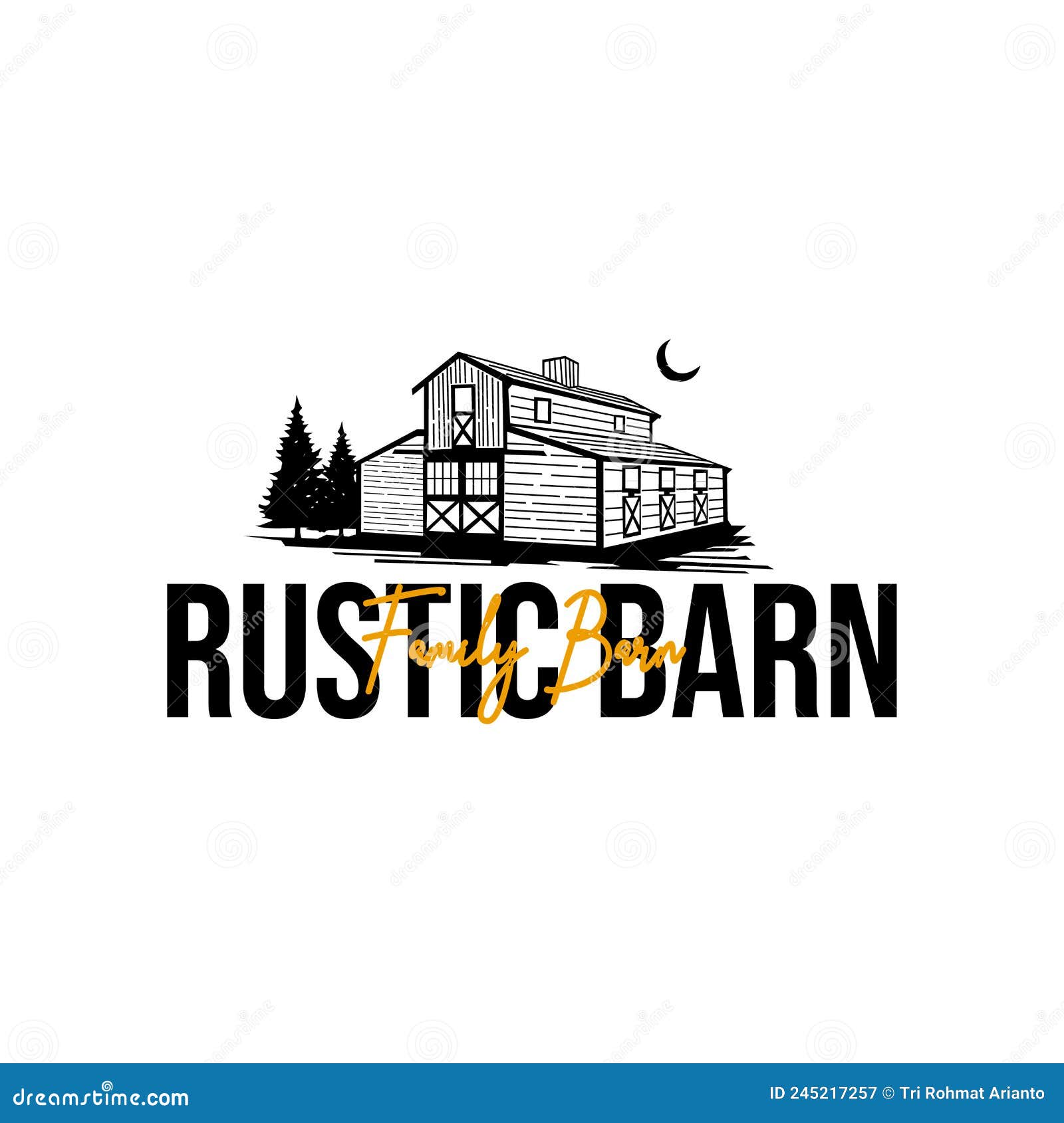 rustic barn logo in retro style silhouette.
