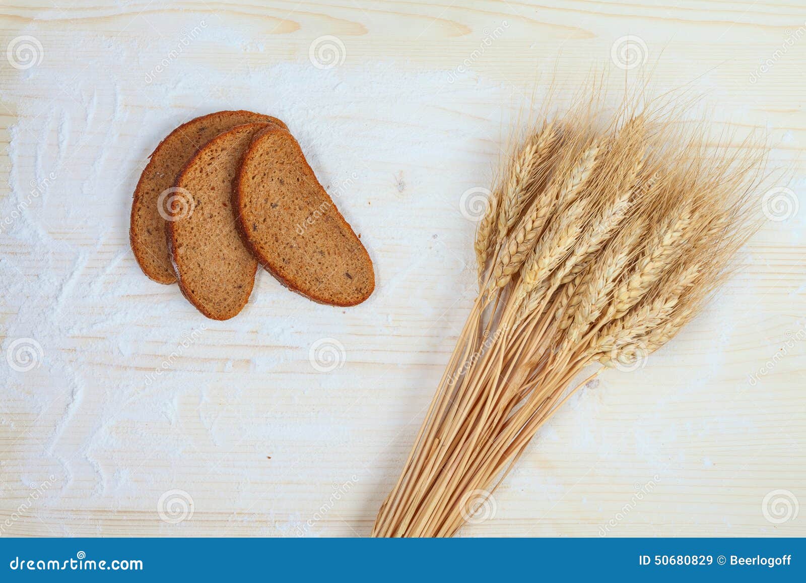 Rustic Bread and Ears of Wheat Stock Image Image of eating, breakfast