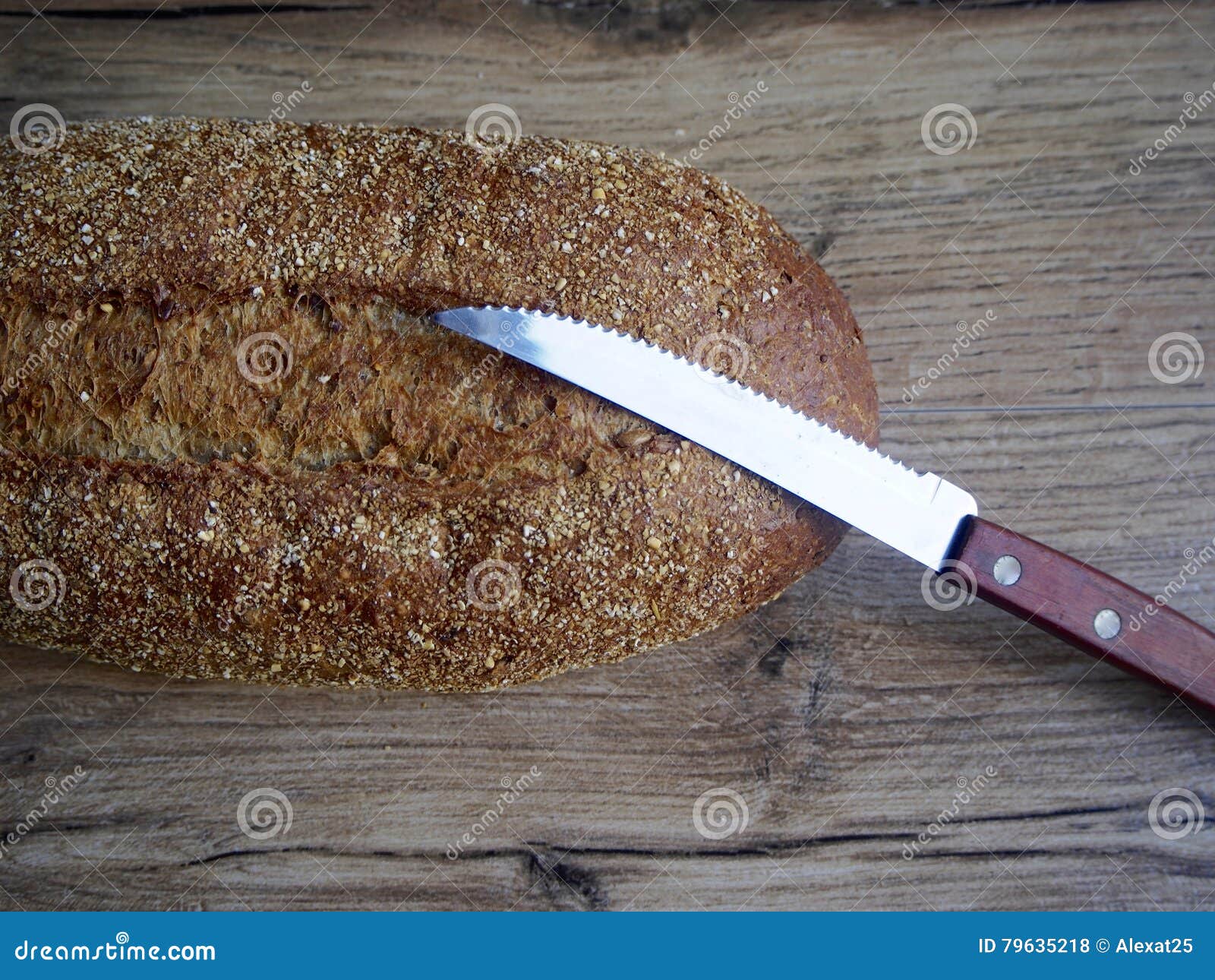 Rustic Bread on Wood Background Stock Photo - Image of breakfast, bake