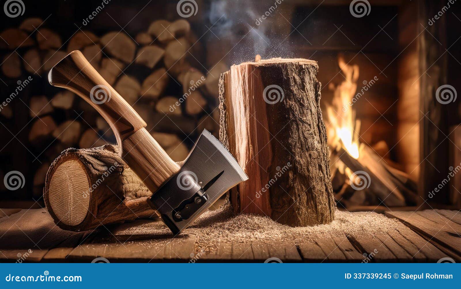 the rustic charm of a tradition wood splitting for winter warmth