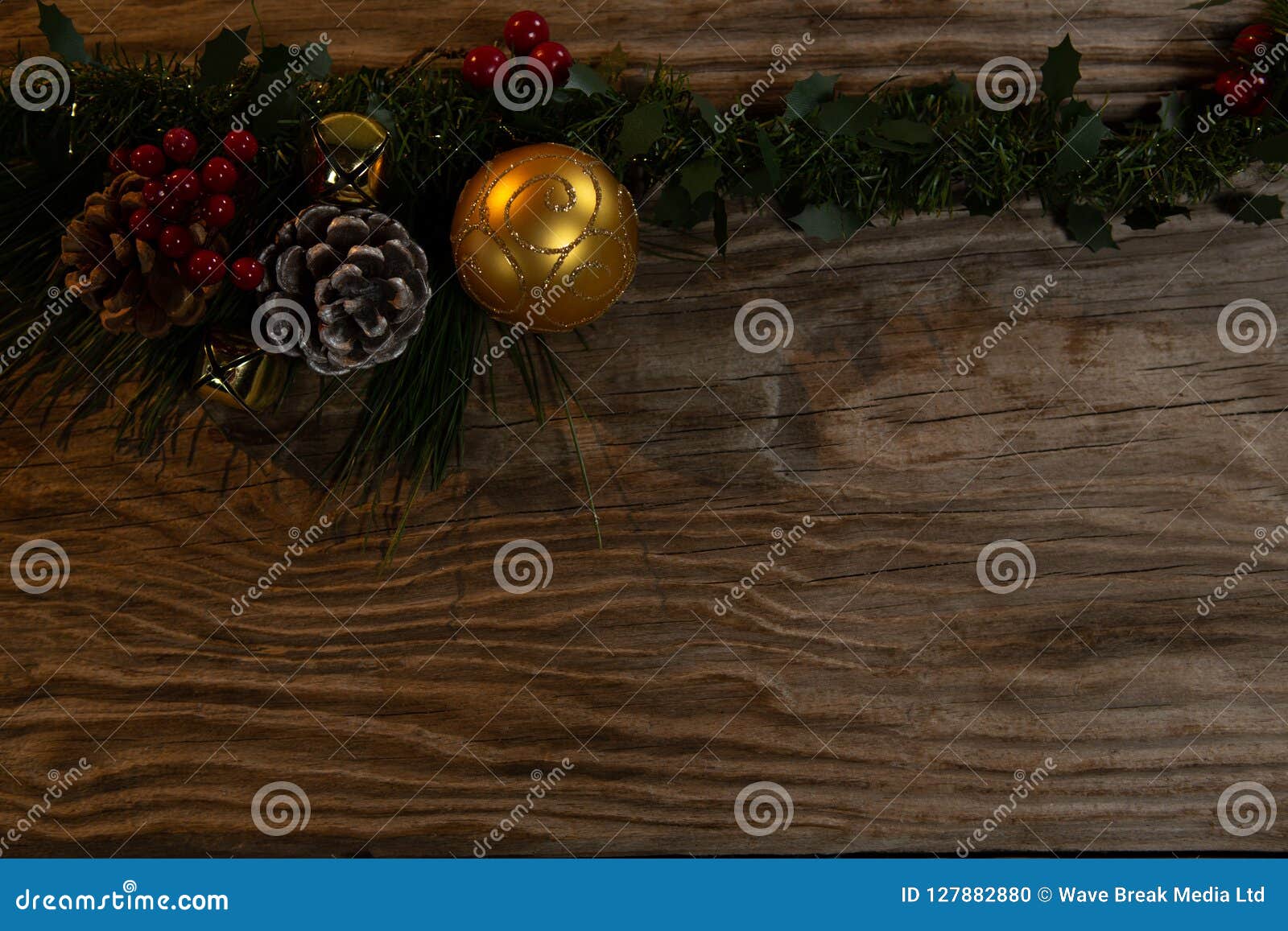 Rustic Christmas Garland for Copy Space Stock Photo - Image of simple ...