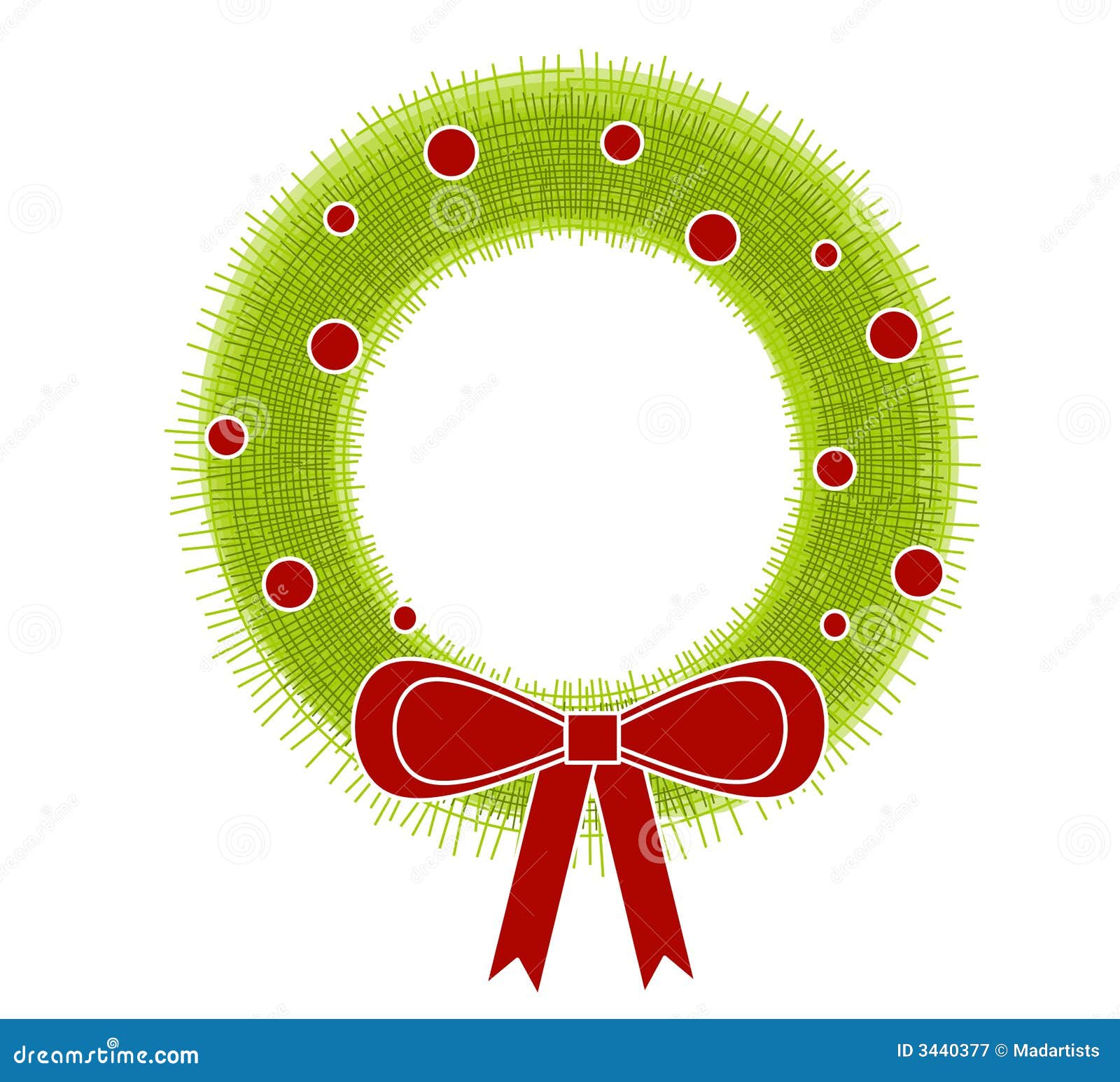 Rustic Christmas Wreath Bow Stock Illustration Illustration of