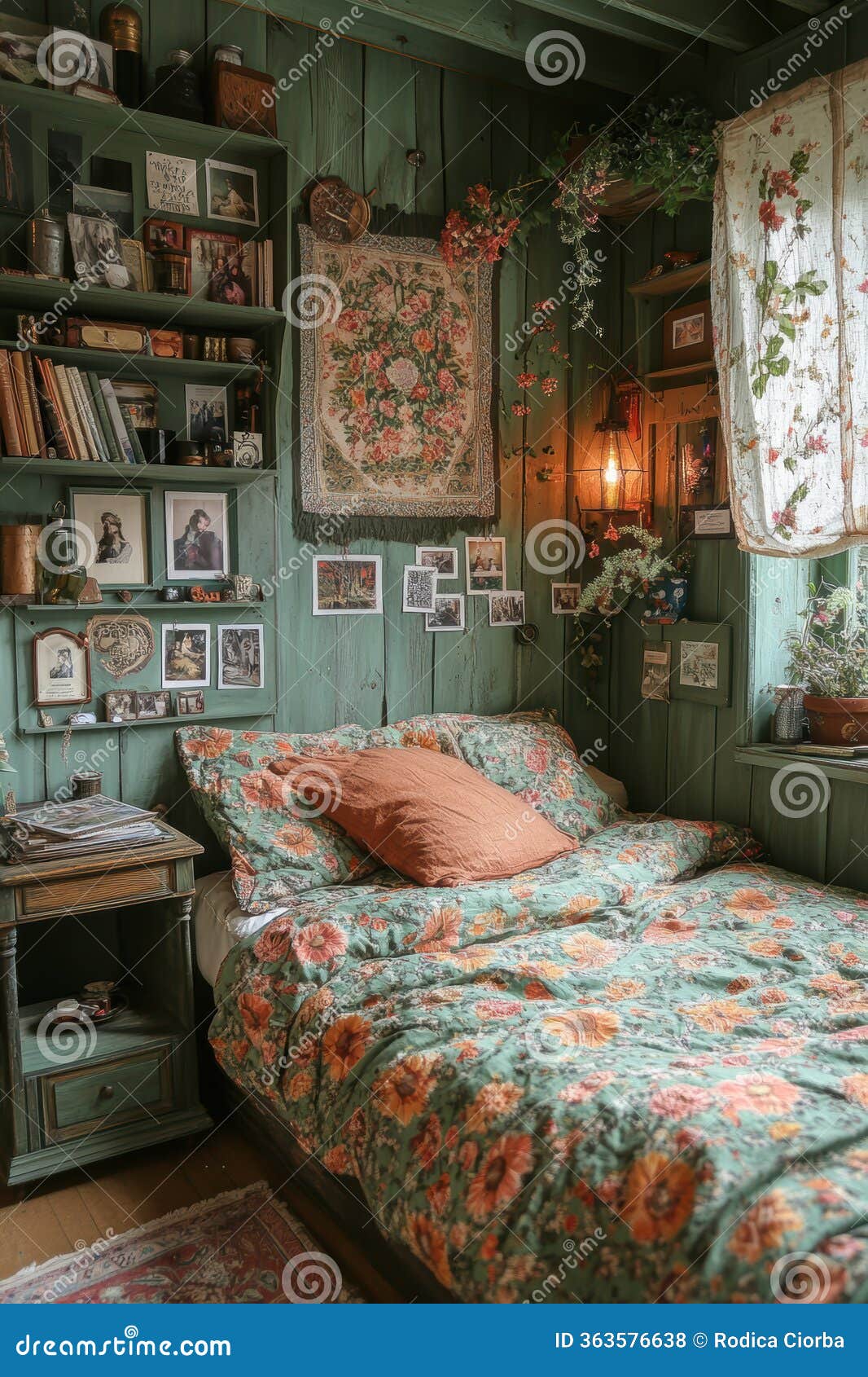 Cozy Cluttercore Bedroom Floral Bedding Vintage Decor Stock Photos - Free \u0026  Royalty-Free Stock Photos from Dreamstime, image size:1066x1690